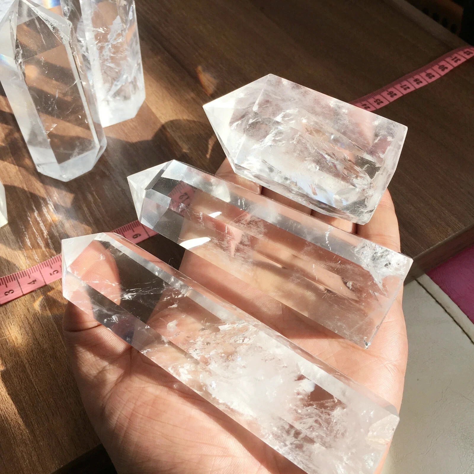 6PCS Natural clear quartz obelisk crystal WAND point healing random