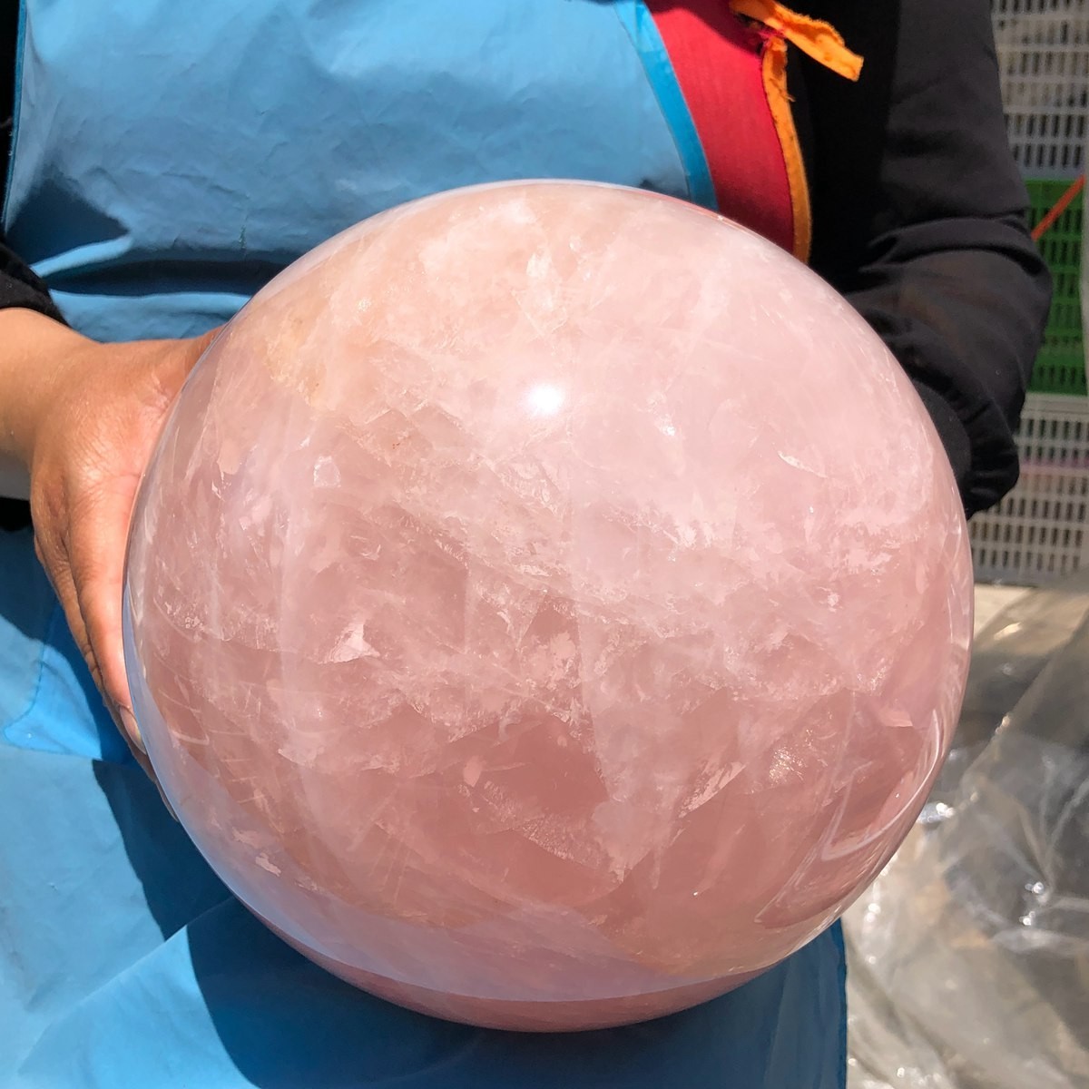 29.87LB Natura crystal Rose Quartz Sphere for Heart Chakra Balances Energy