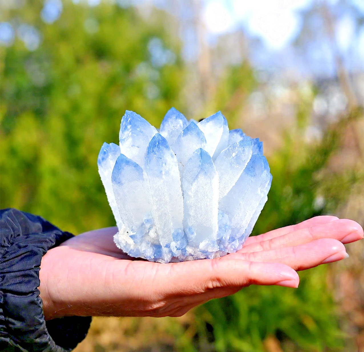 270g+ Natural Blue Phantom Quartz Cluster Specimen Ornament Decoration Gift
