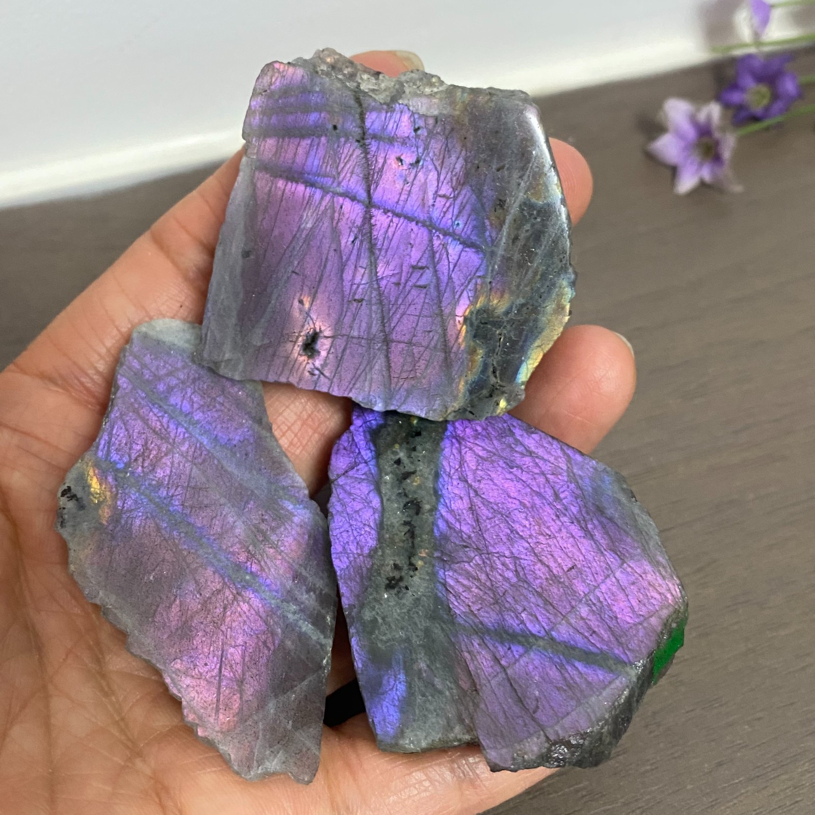 131g 3Pcs Top Labradorite Crystal Stone Rough Mineral Specimen Healing