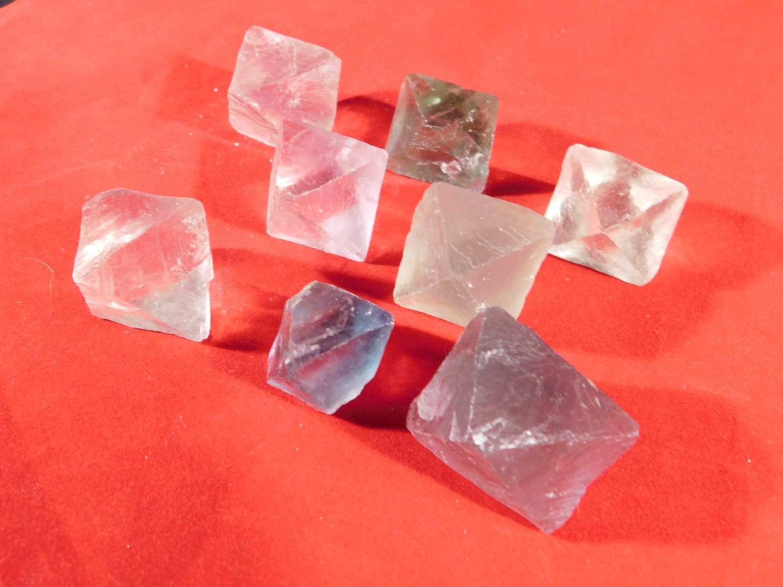 Big Lot of EIGHT! Translucent Octahedron FLUORITE Crystals From China 346gr