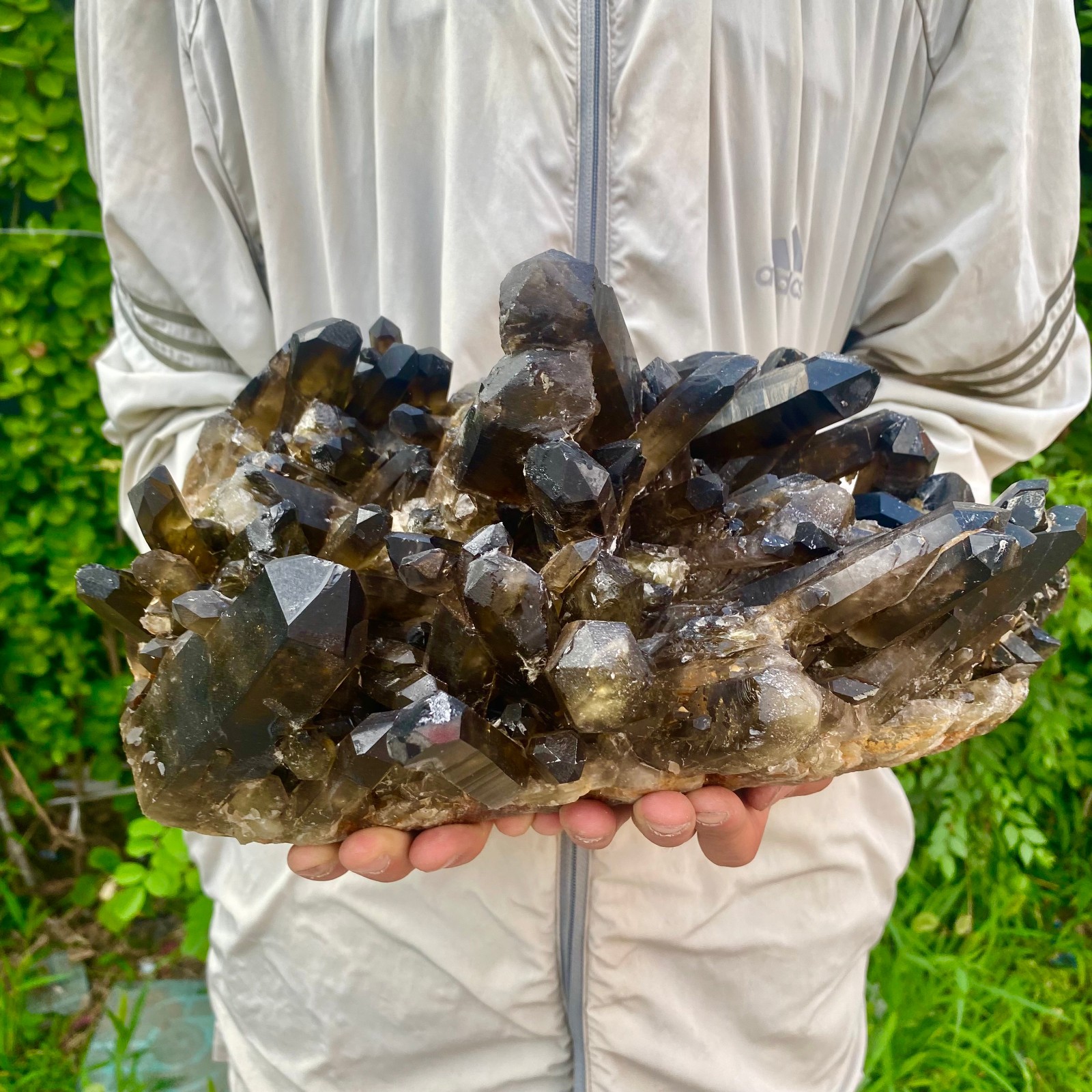 16.9LB Natural Black Smoke Color Quartz Cluster Crystal Specimens Mineral Healin