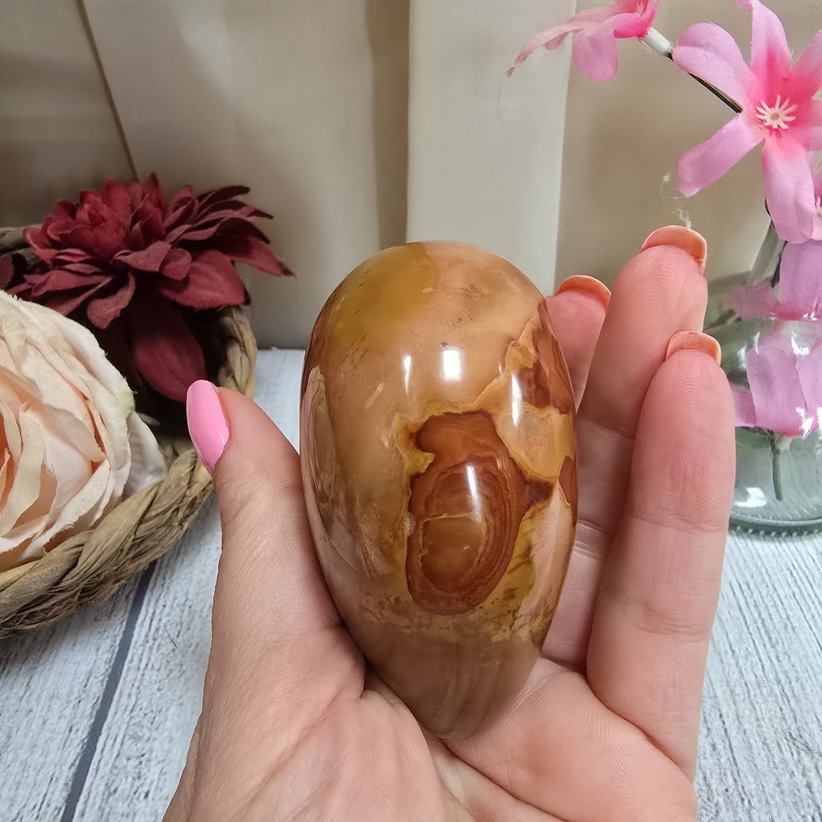 Large Polychrome Ocean Jasper Crystal Heart Polished Gemstone pc5