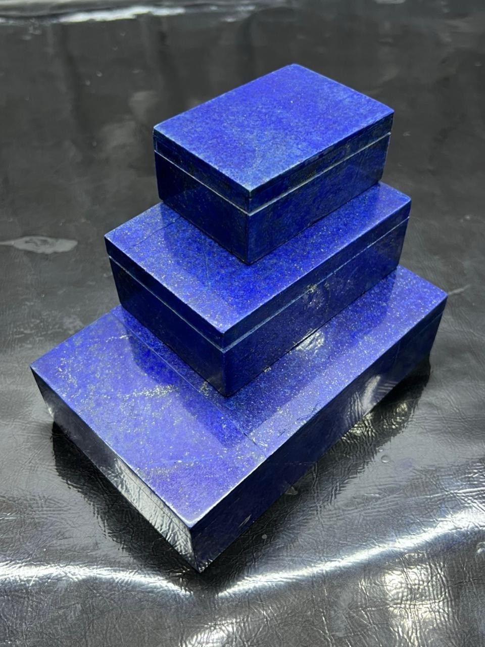 Natural lapis lazuli jewelry box set slightly coloured to enhance beauty