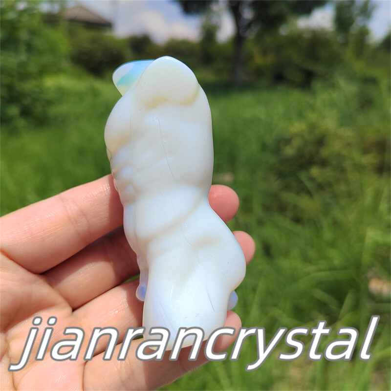 3″ Carved Opalite Male Model Quartz Crystal Skull Figure Statue Healing 1pc