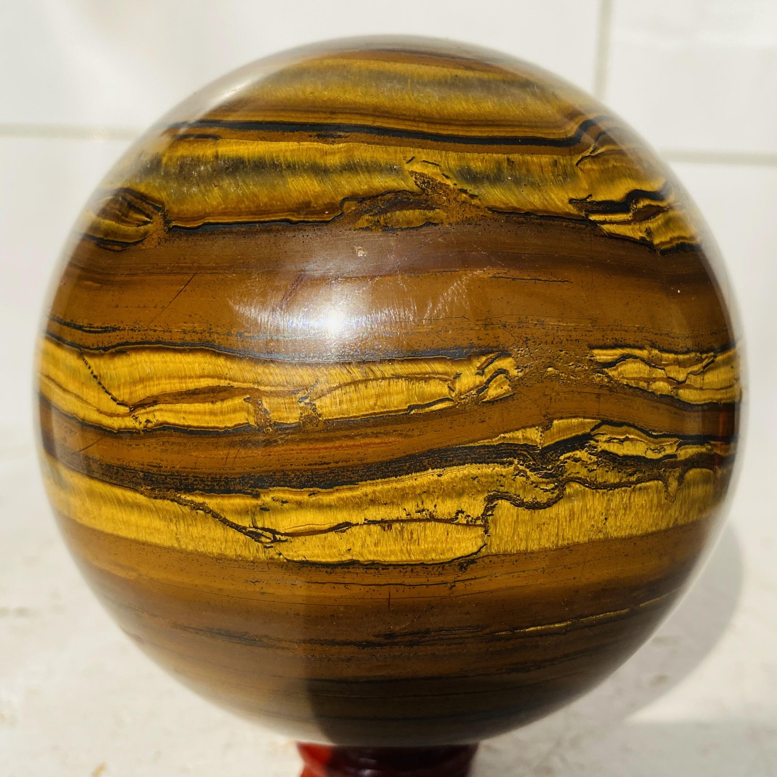Natural tiger’s eye ball quartz crystals sphere gem reiki healing 1520g