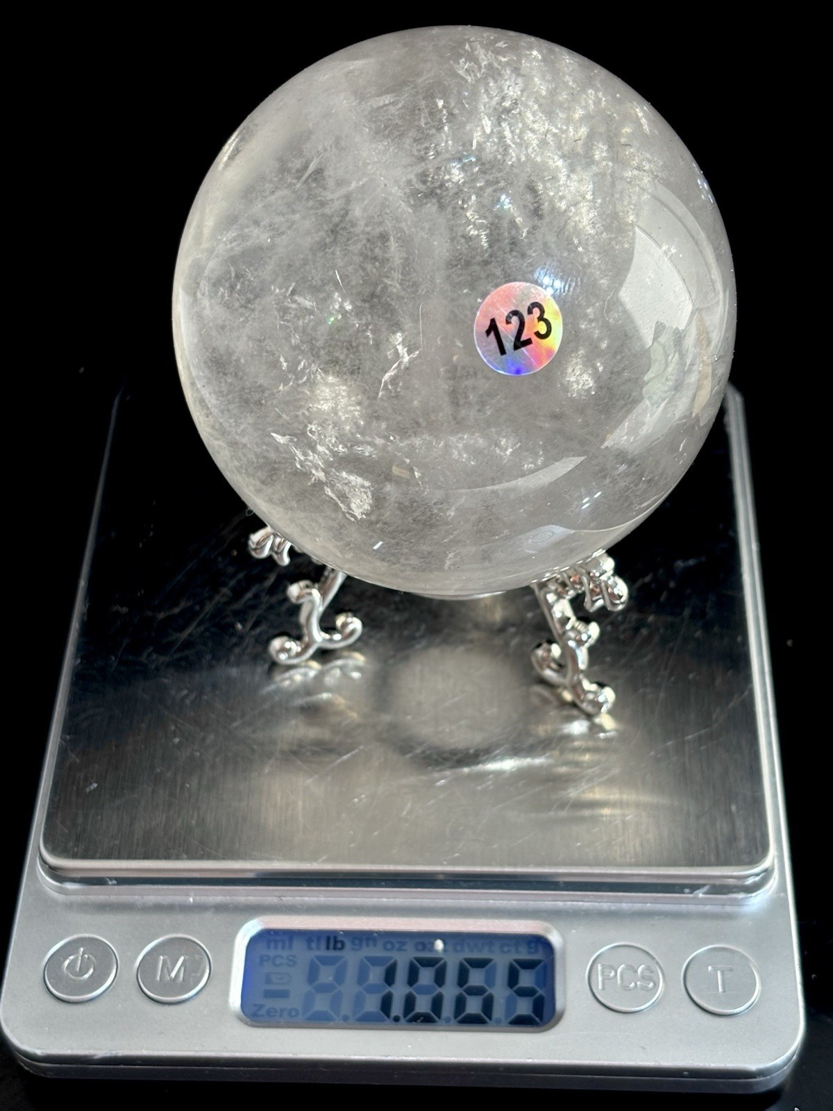 Large 1.065LB Clear Quartz Crystal Ball Sphere High Clarity Beautiful Gem Stone