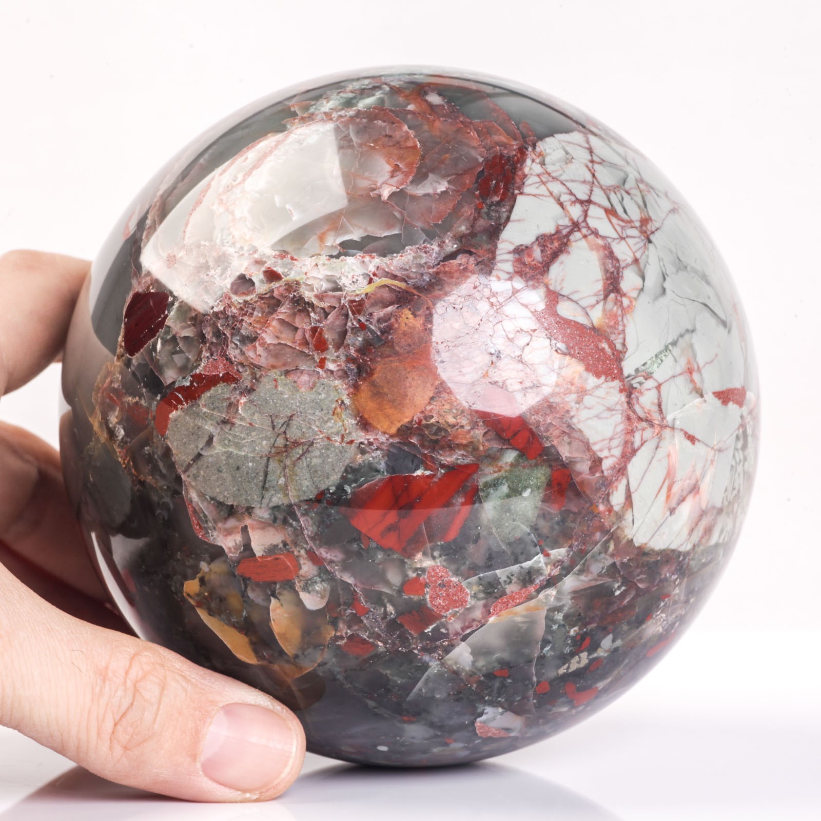 2003g 113mm Large African Bloodstone Sphere Crystal Ball Natural Quartz Healing