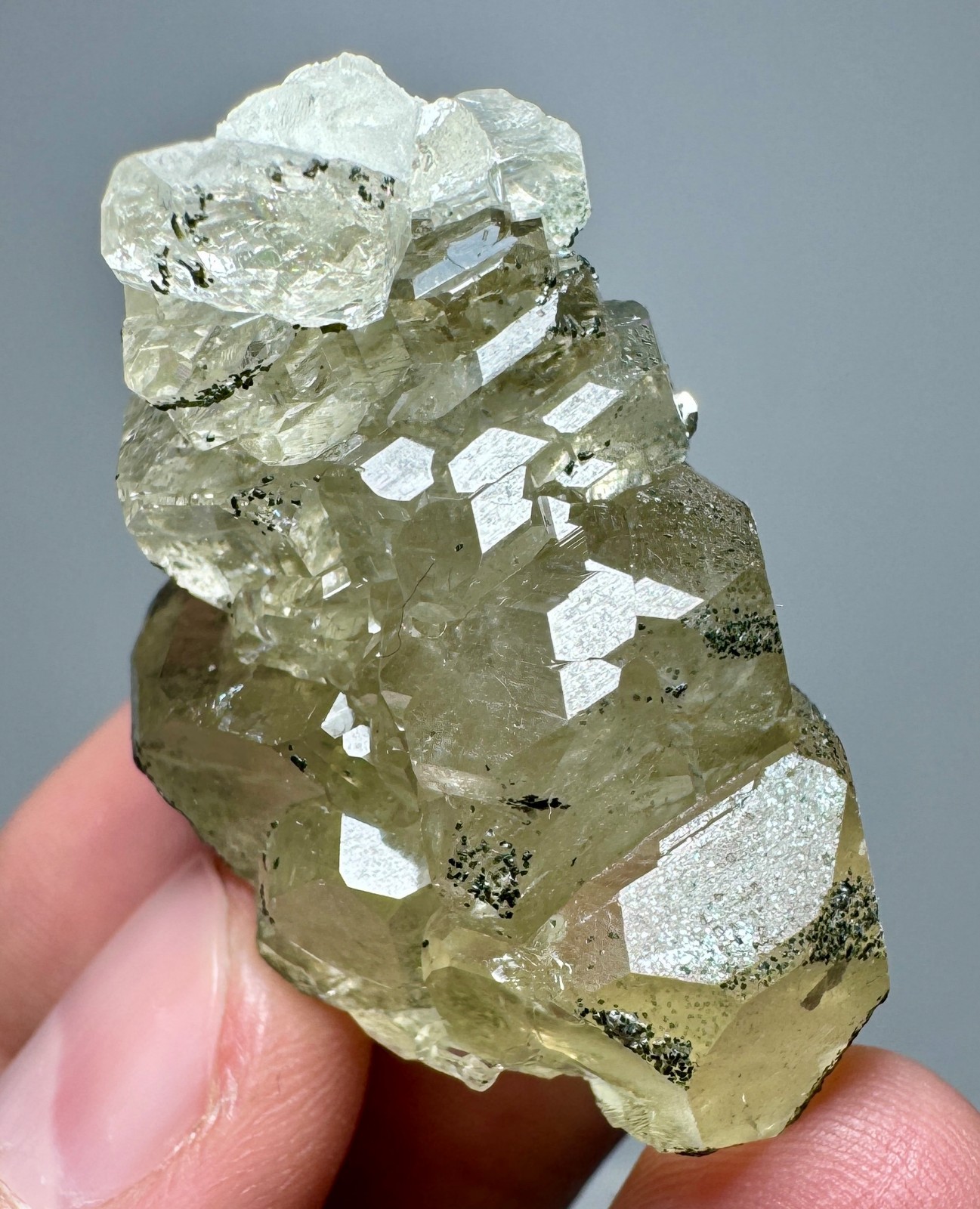 149 CT Full Terminated Cabinet Shape Yellow Apatite Transparent Crystals Cluster