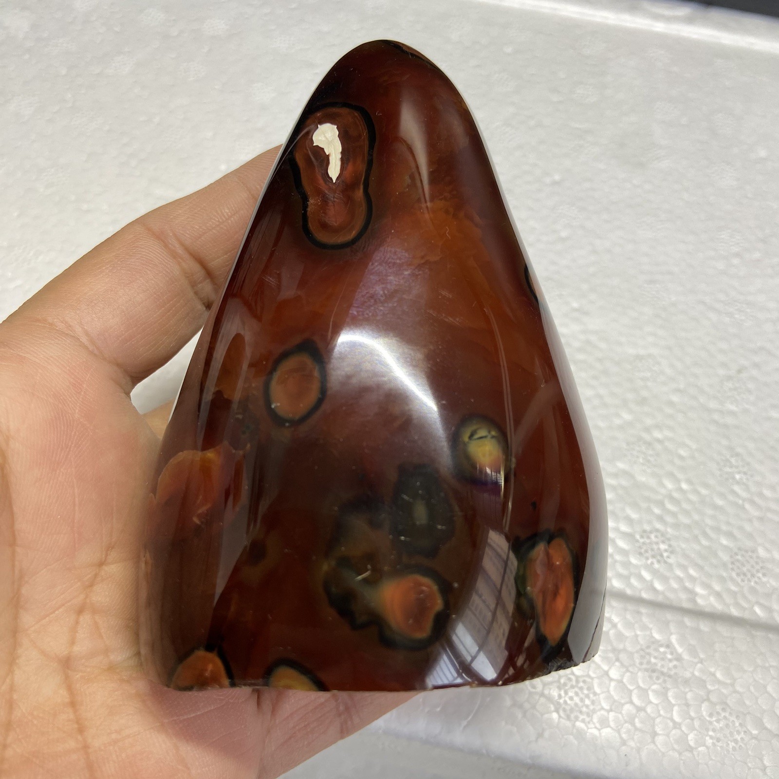 95mm380g Beautiful Deep Red Agate Carnelian Palm Geode Reiki Crystal Md Y138