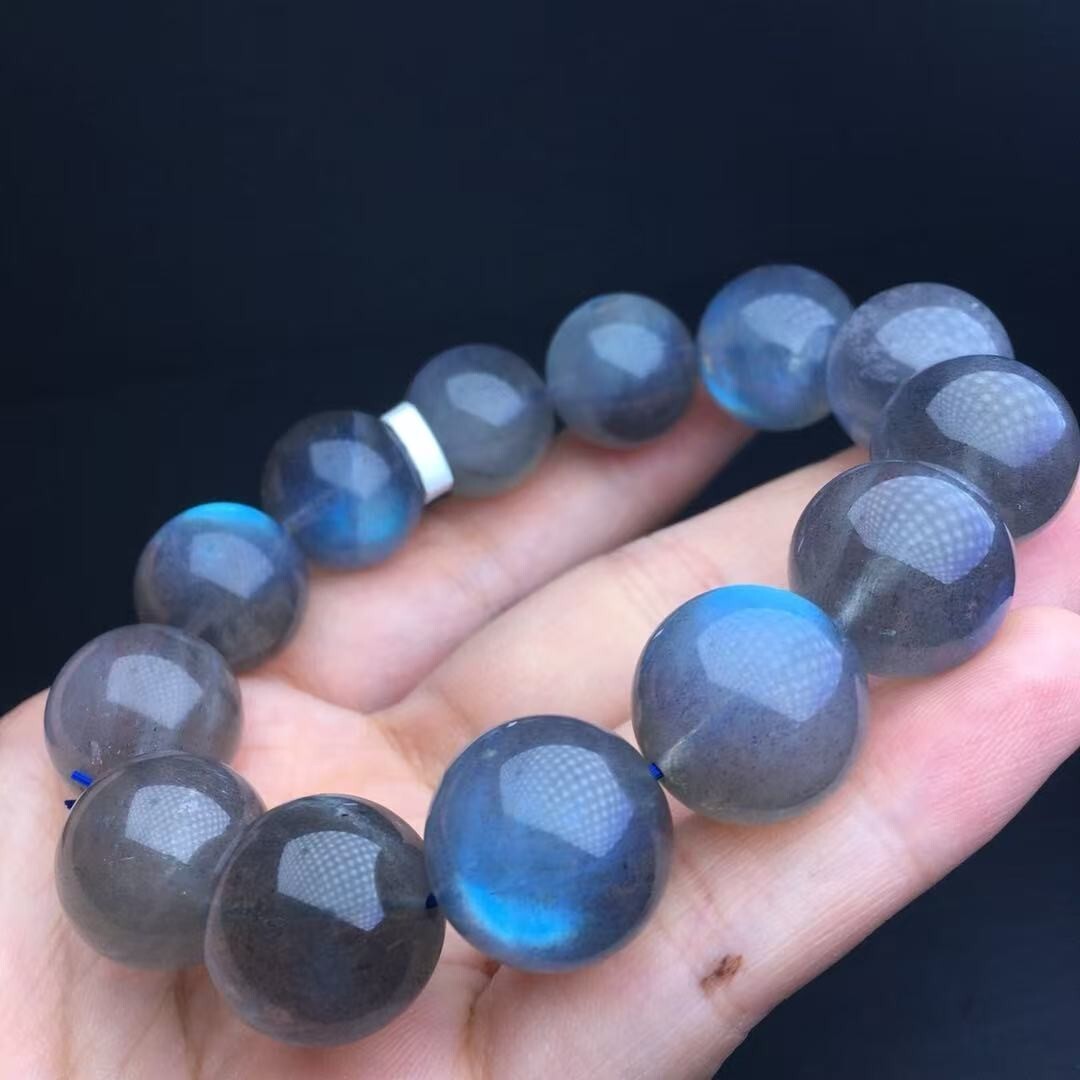 16mm Natural Moonstone Bead Bracelet Reiki Crystal Quartz Healing Decorate 1pc