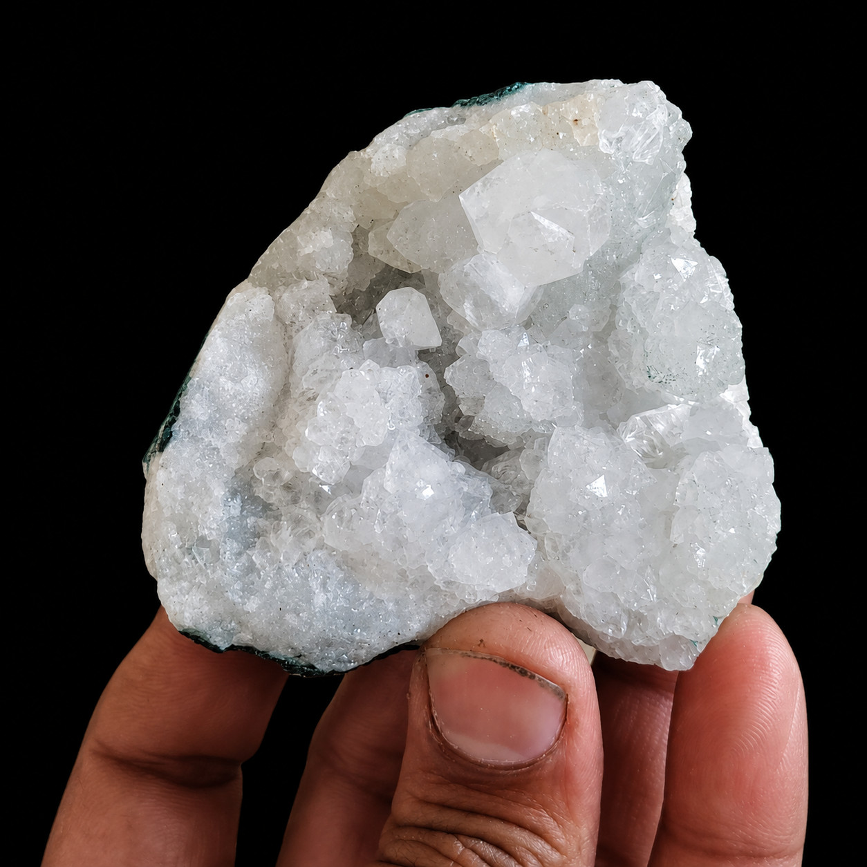 White Apophyllite with Druzy Quartz Crystal Mineral 188g 7x6x4cm Raw Mineral