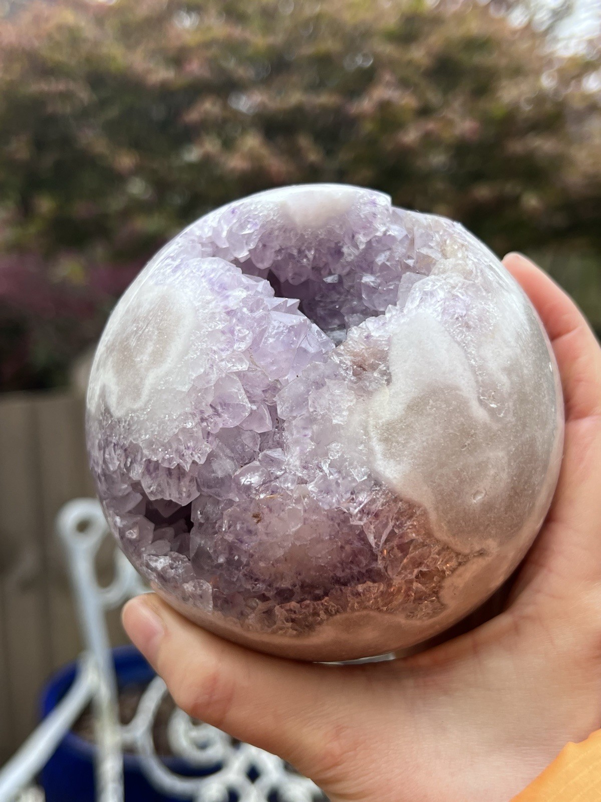 Pink Amethyst Crystal Ball Druzy Brazilian Large 1511g AAA+ 110mm 29