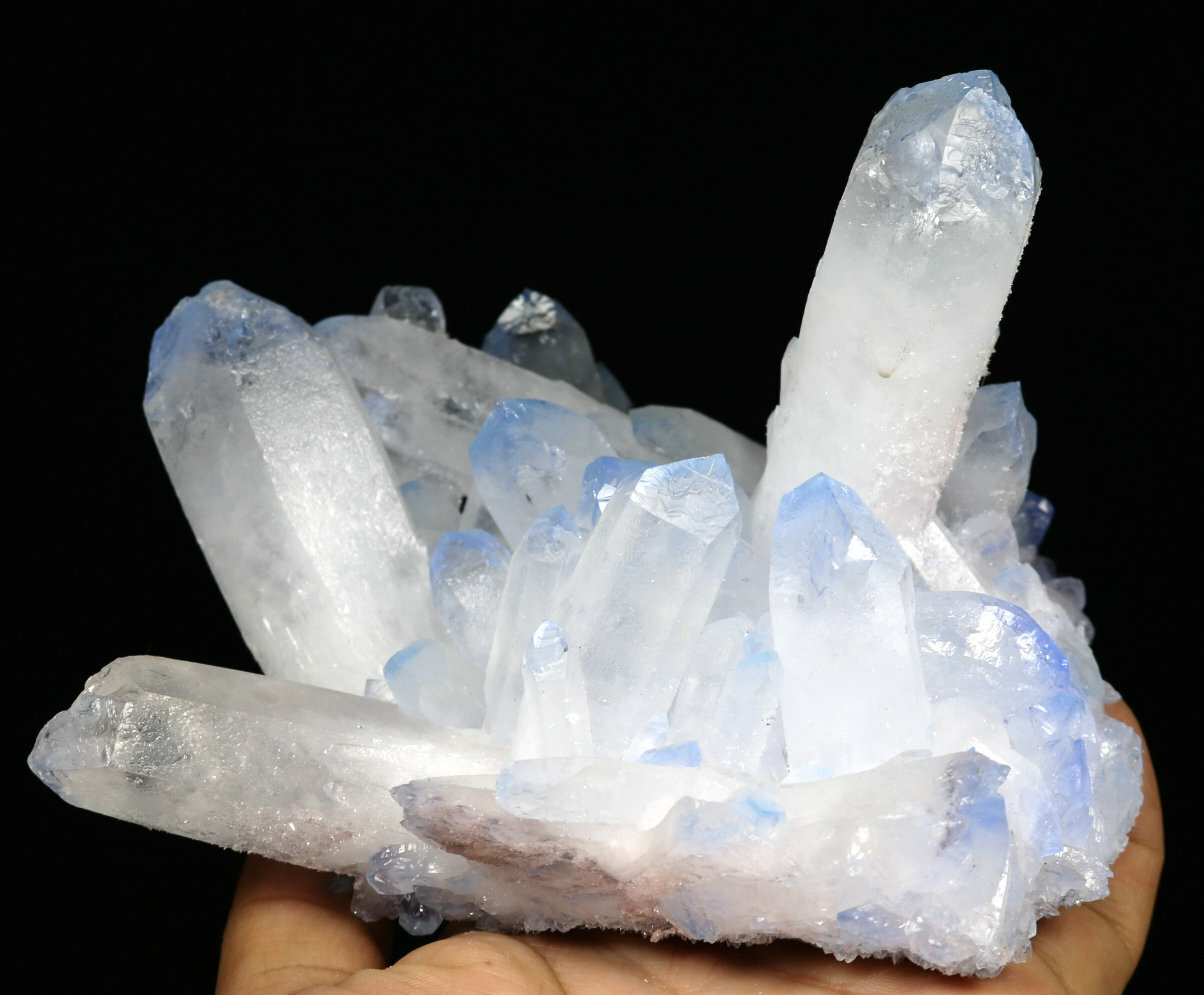 2.01lb Rare Beatiful Blue Tibetan Ghost phantom Quartz Crystal Cluster Specimen