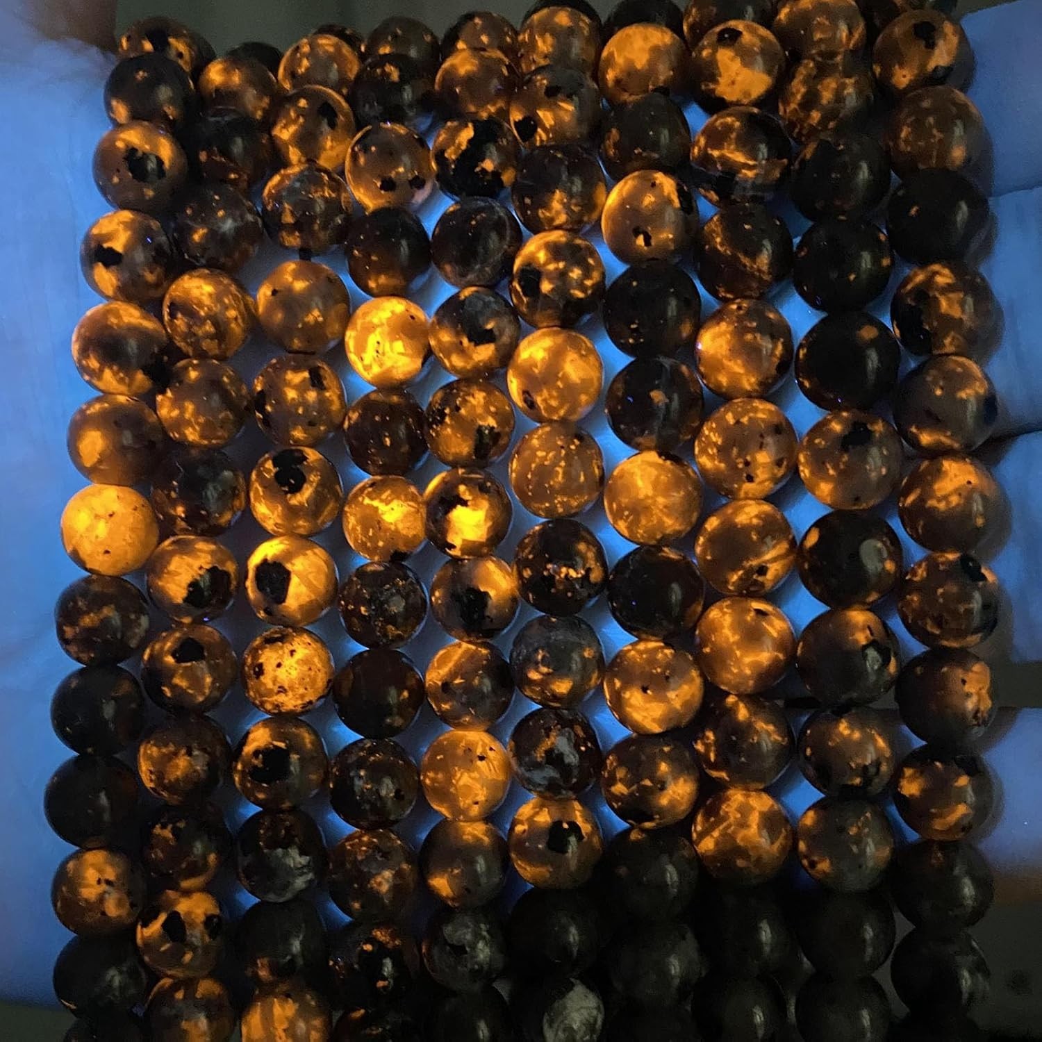 58pcs 6mm Natural Flame Yooperlite Stone Beads Round Healing Energy Power Stone
