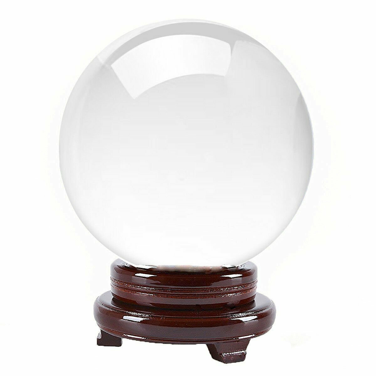 6 in” 150mm Clear Quartz Crystal Ball With Wood Stand -TOP USA SELLER