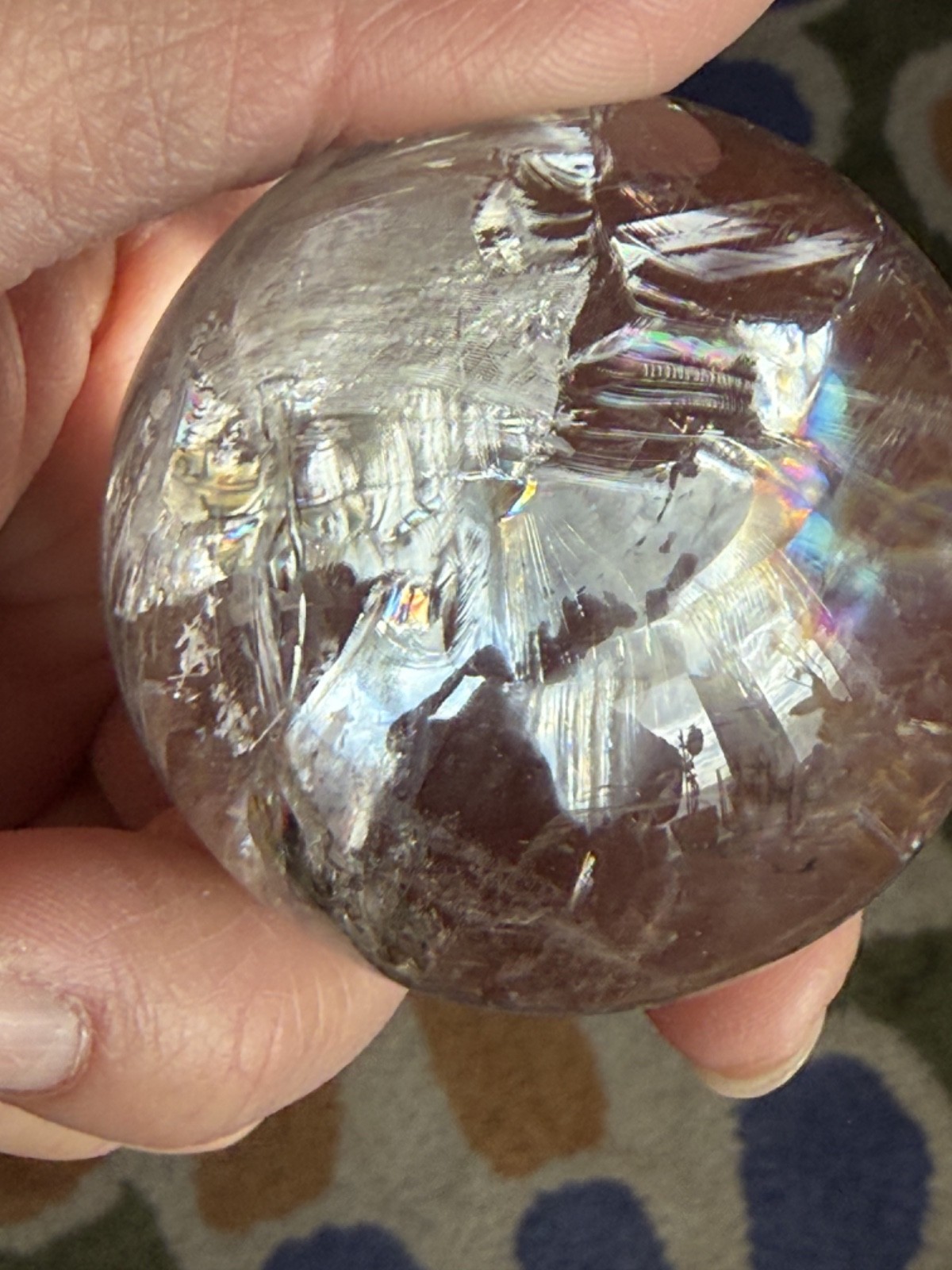 50mm Natural Rainbow Clear Quartz Sphere 173 grams