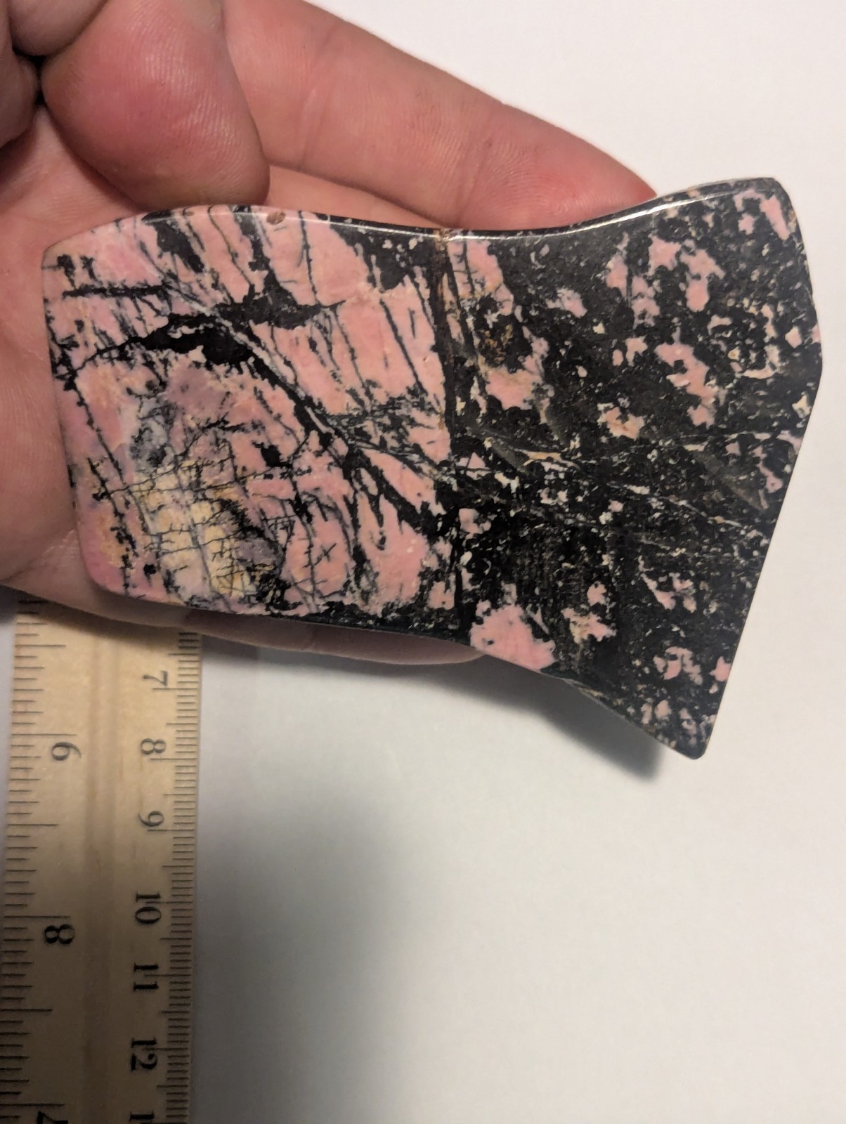 Large Fully Polished Rhodonite Freeform Display Slab Tumbled Stone Big Pink