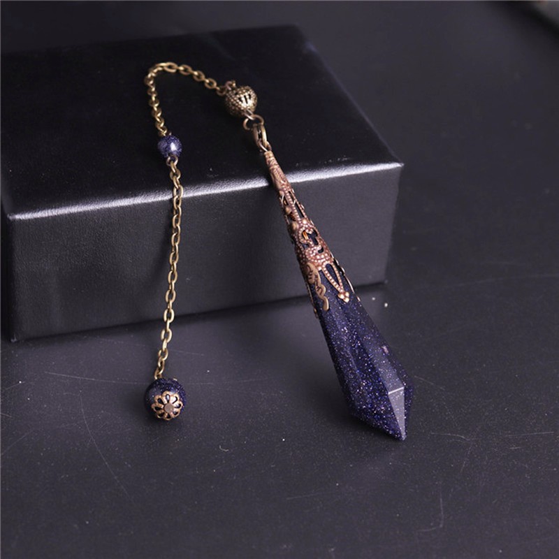 Natural Gemstone Pendulum 12Faceted Multi-Sided Crystal Pendant Healing Ornament