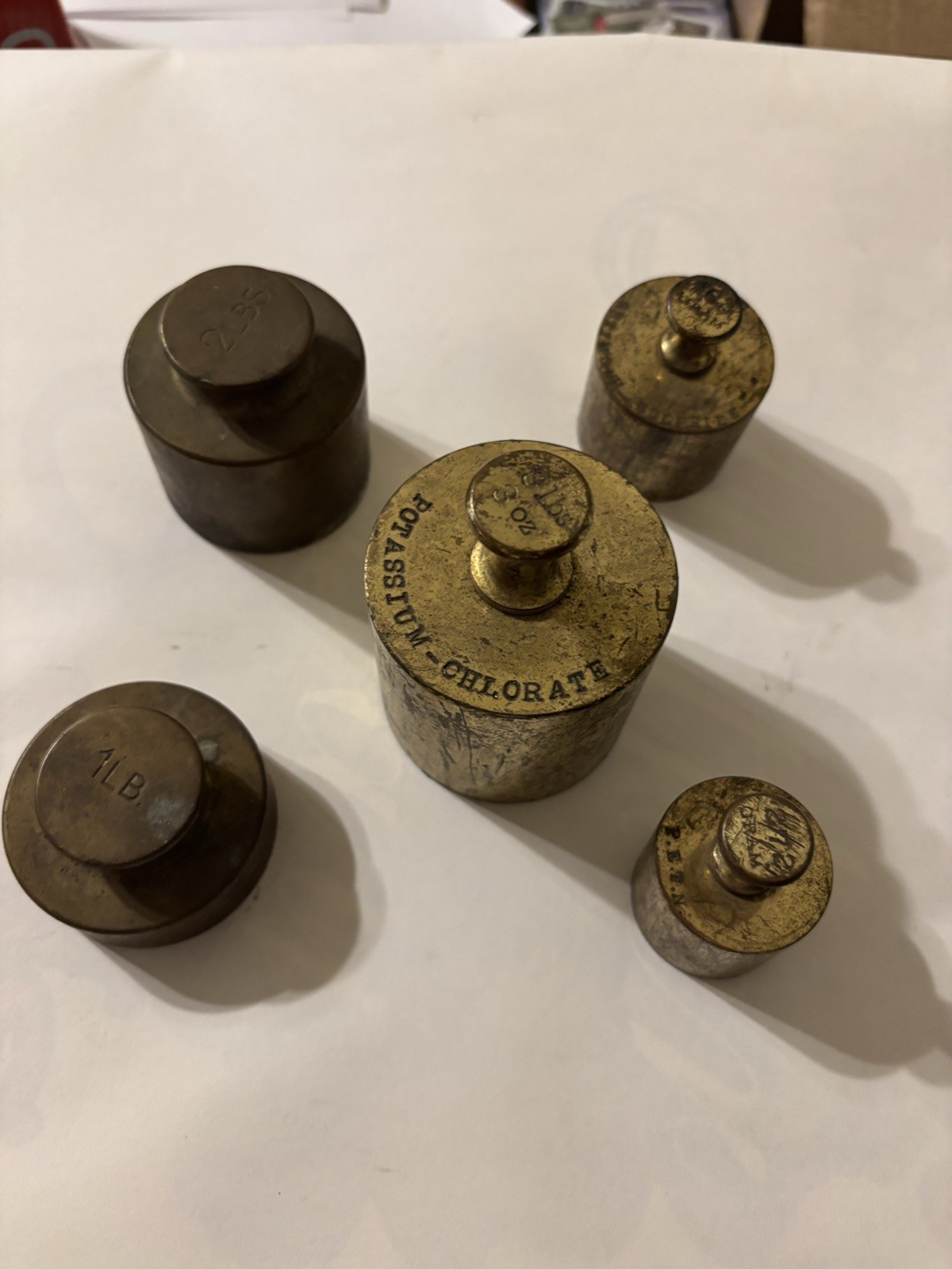 Brass Calibration Weights 3lb 3oz, 2lb, 1lb, 463 Grams & 272 Grams