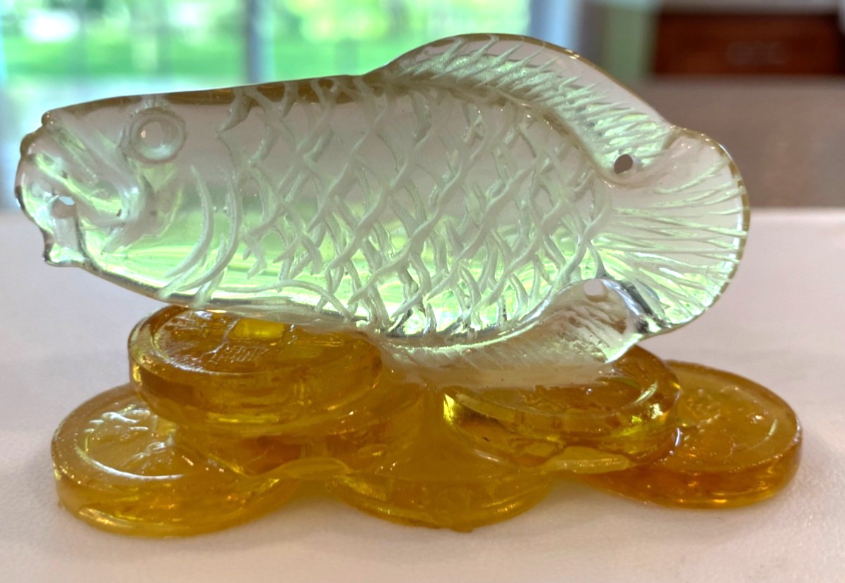 Citrine fish carving