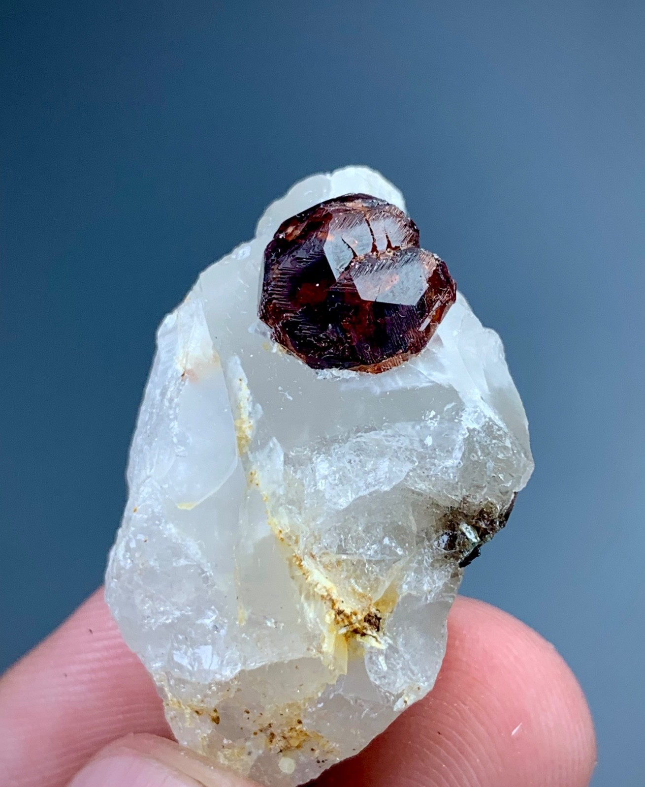 Natural Red Garnet With Quartz Crystal Specimen From Pakistan (64 carats )