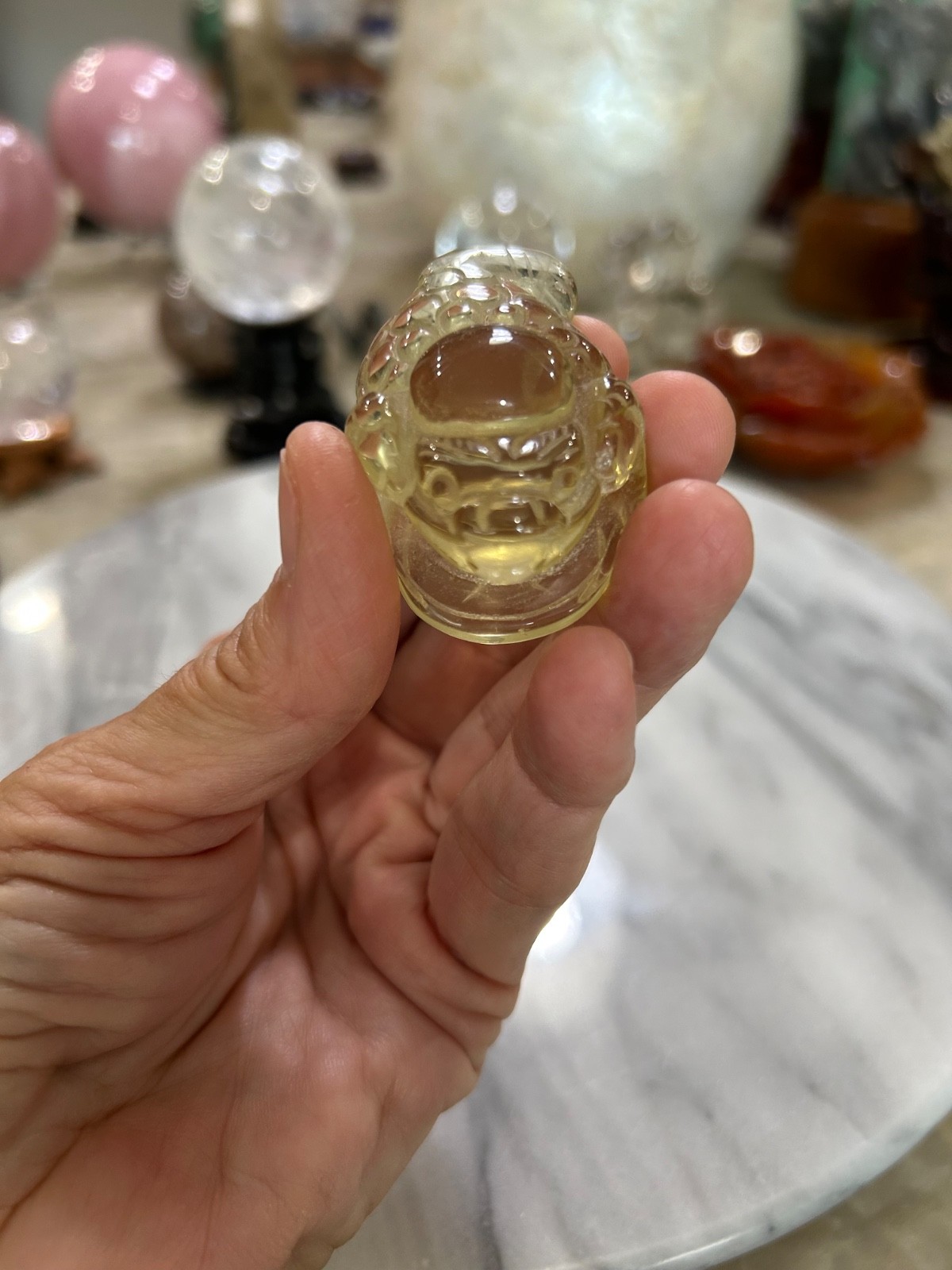 Citrine golden toad 3 legged money Toad carving small feng shui