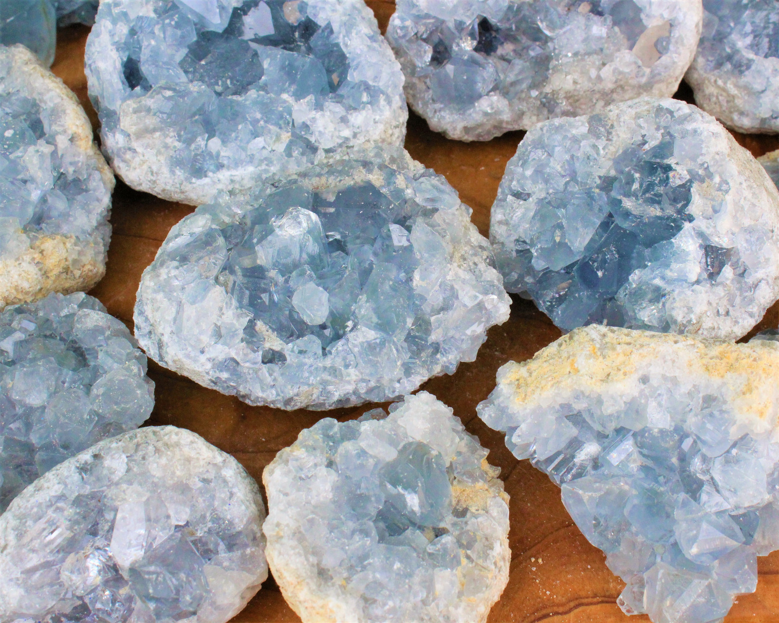 Bulk LARGE Natural Celestite Crystal Cluster Geode 2lb – 3lb (4-5 Piece Box Lot)