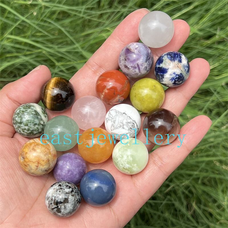10pcs Natural Mixed Sphere Quartz Crystal Carved Ball Reiki Healing Gem 18mm+