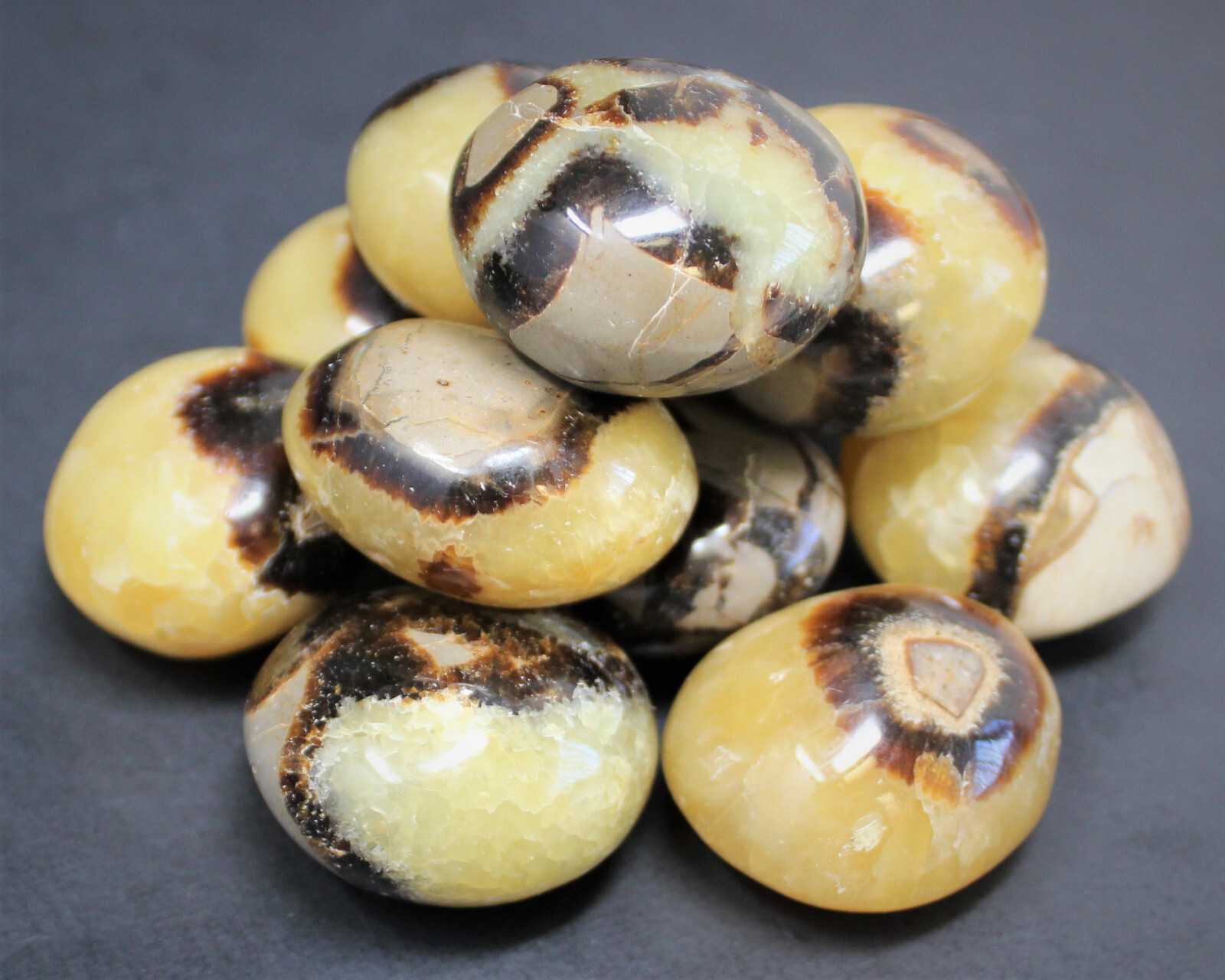 Septarian Hand Polished Palm Stones: ‘A’ Grade Wholesale Bulk Lot