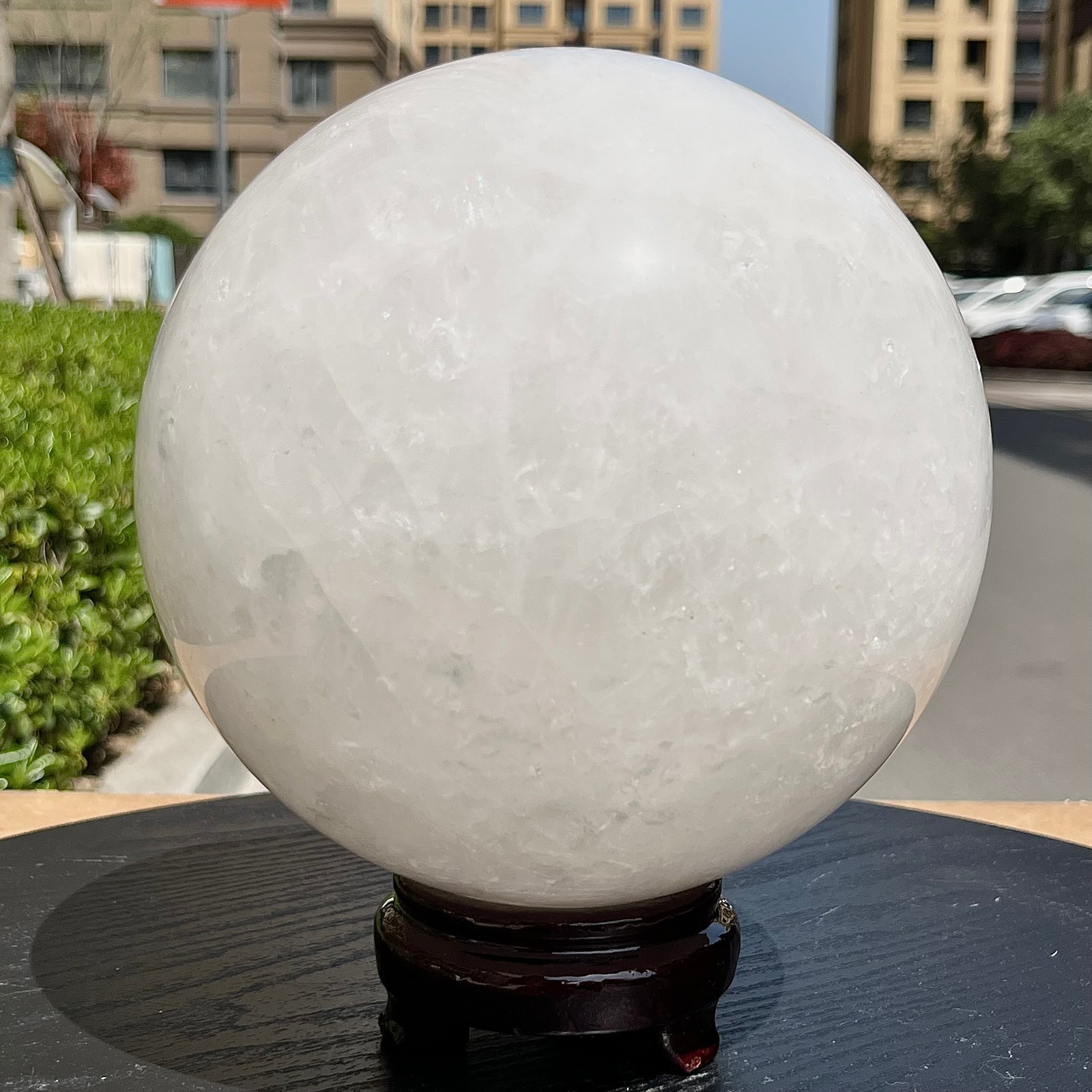 164mm Clear Quartz Crystal Sphere Ball Tower Natural Stone Feng Shui 14.4 lb