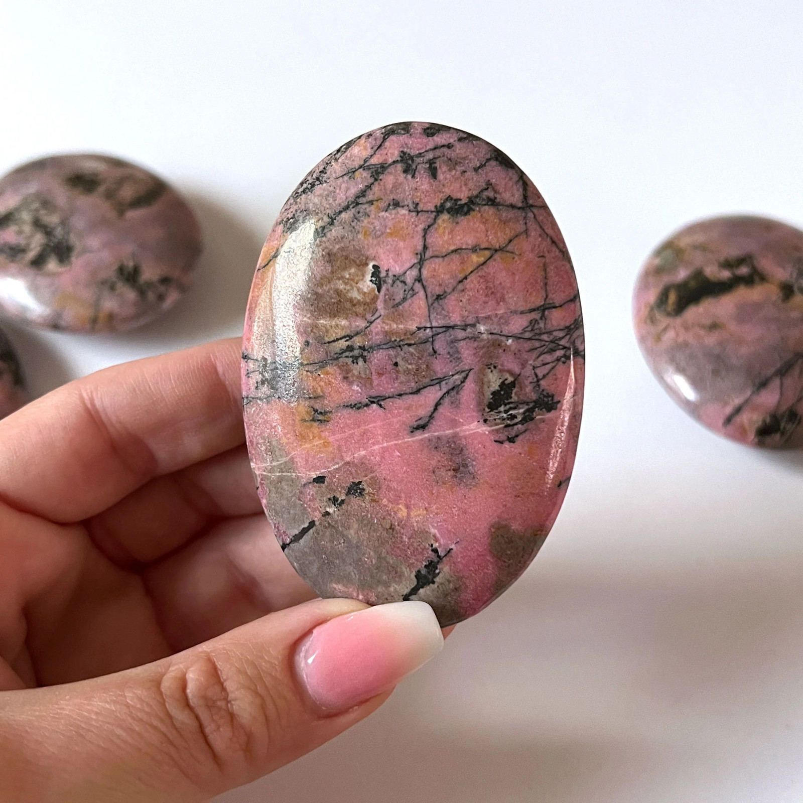CHOOSE YOUR OWN Rhodonite Palm Stone | Emotional Balance | Heart Healing | Fear