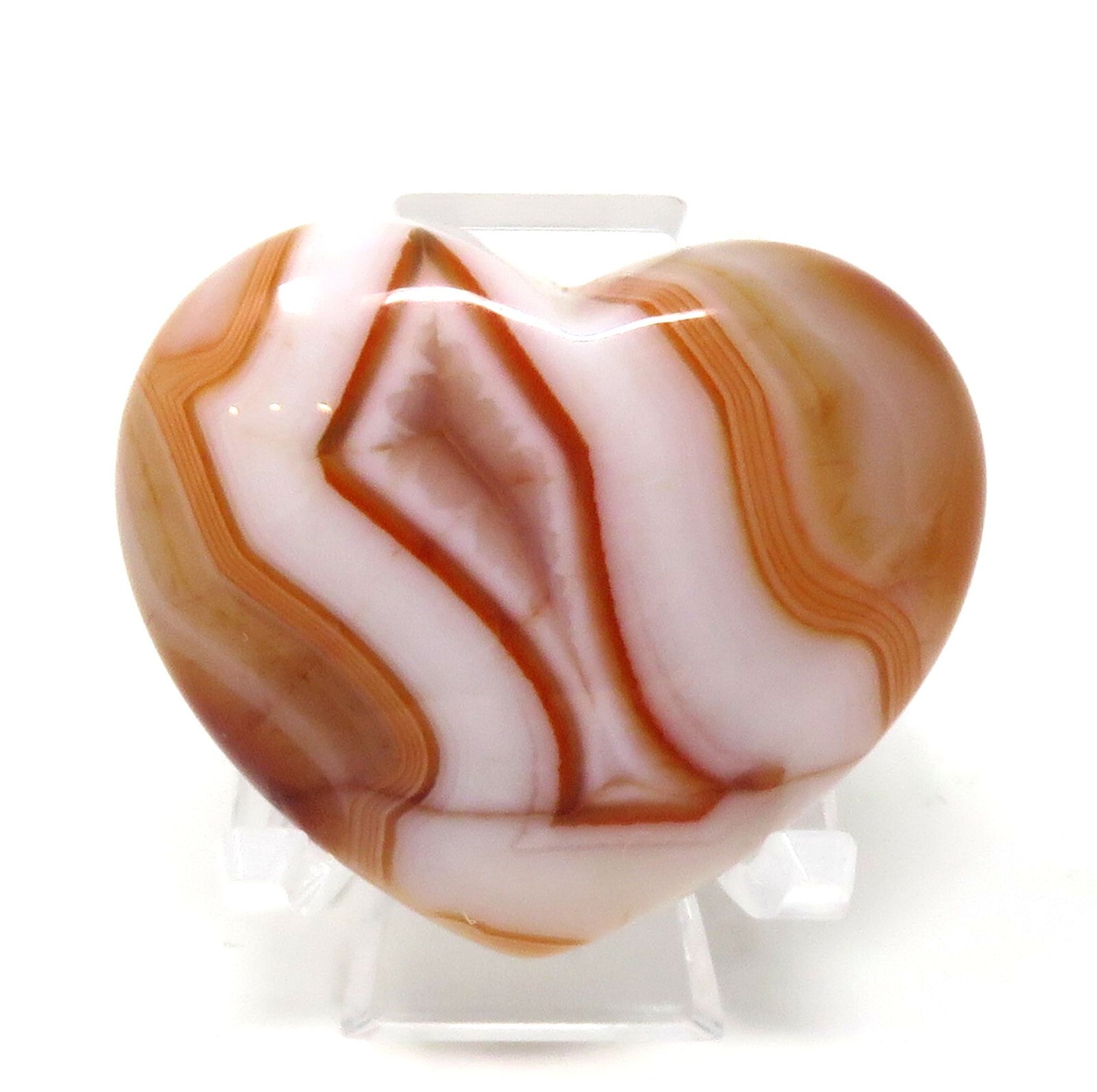 Orange Banded Agate Stone Heart #874- 40mm x 35mm x 15mm or 1.57″ -Pocket Stone