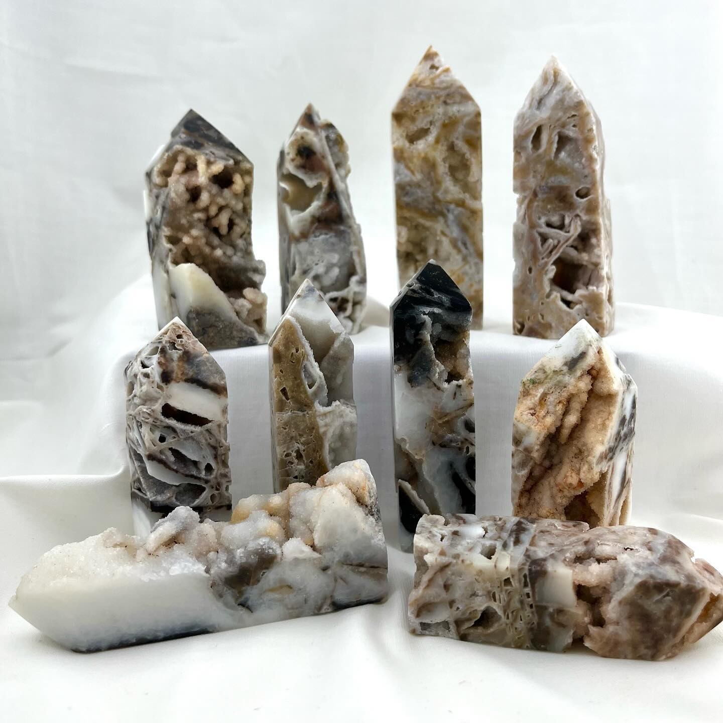 Natural Sphalerite Crystal Tower Druzy Quartz Obelisk Point Healing Reiki Decor