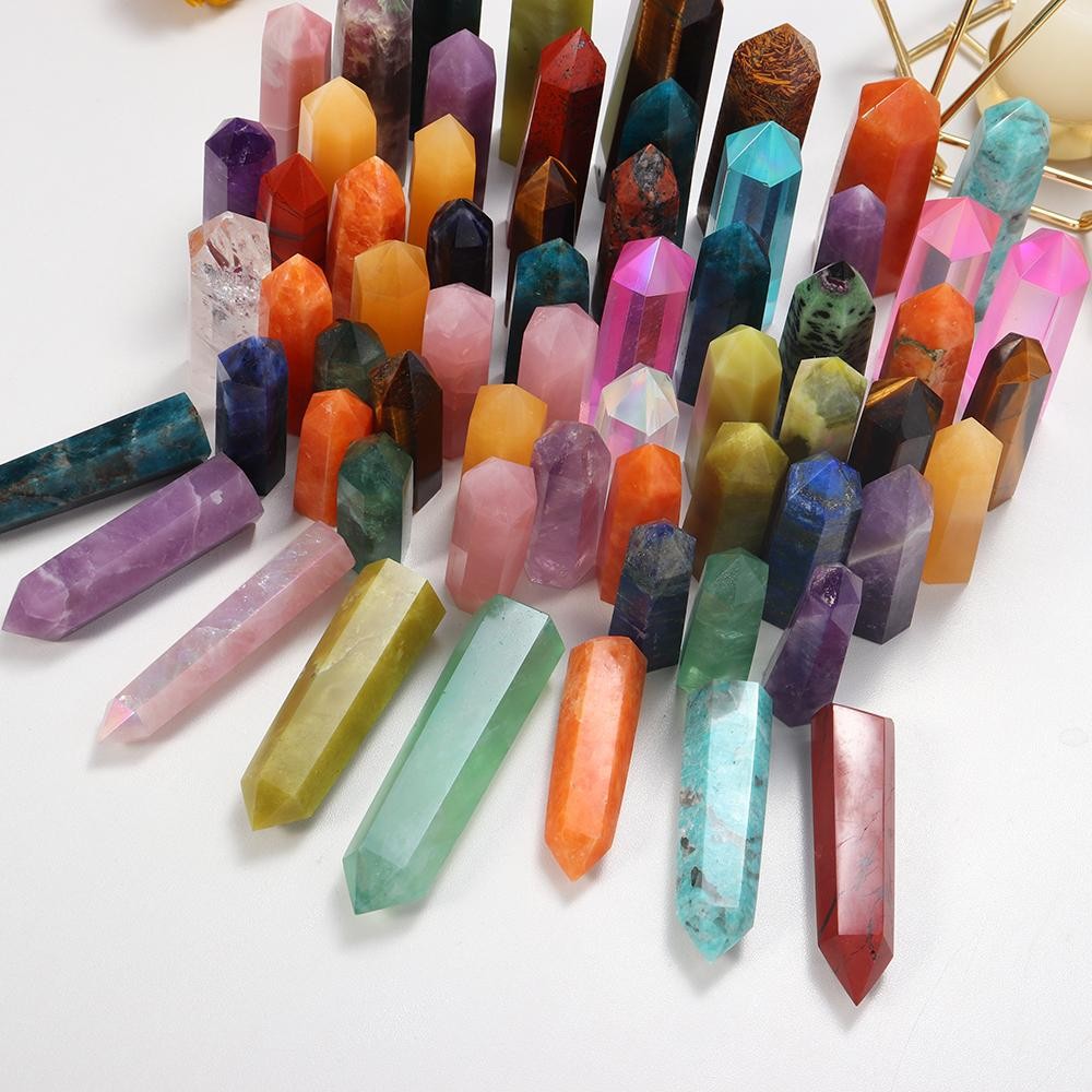 Crystal Point Prism Quartz Tower – 36 Colors Natural Stone Home Decor Wand
