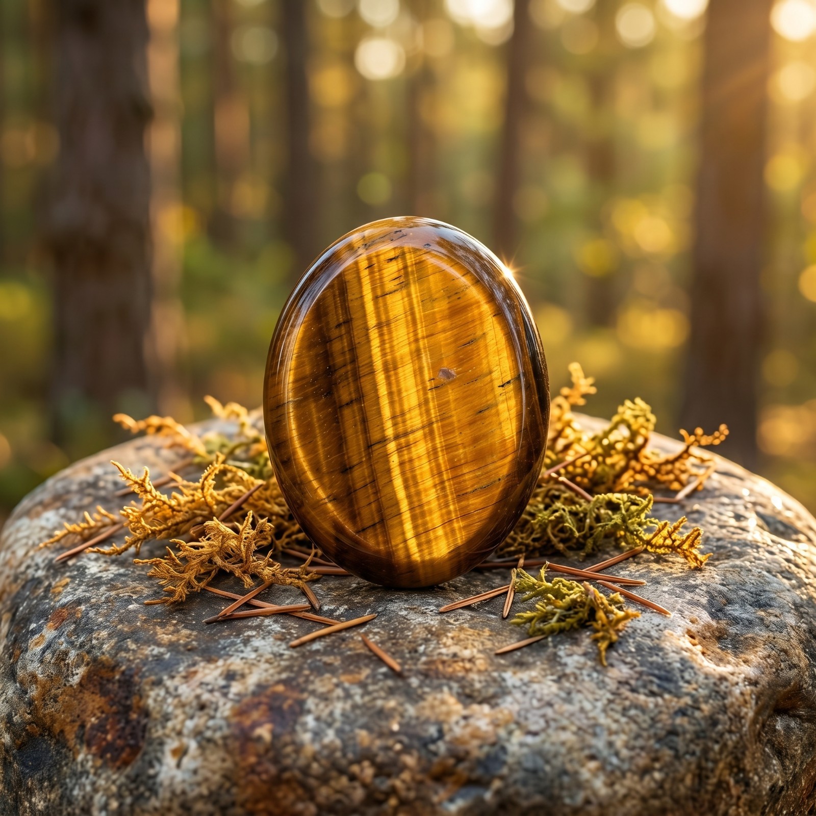 Natural Tiger’s Eye Worry Stone Palm Stone Healing Protection Confidence Crystal