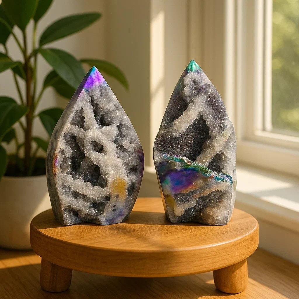 Rainbow Angel Aura Sphalerite Flame Tower Titanium Crystal Healing Specimen Gift