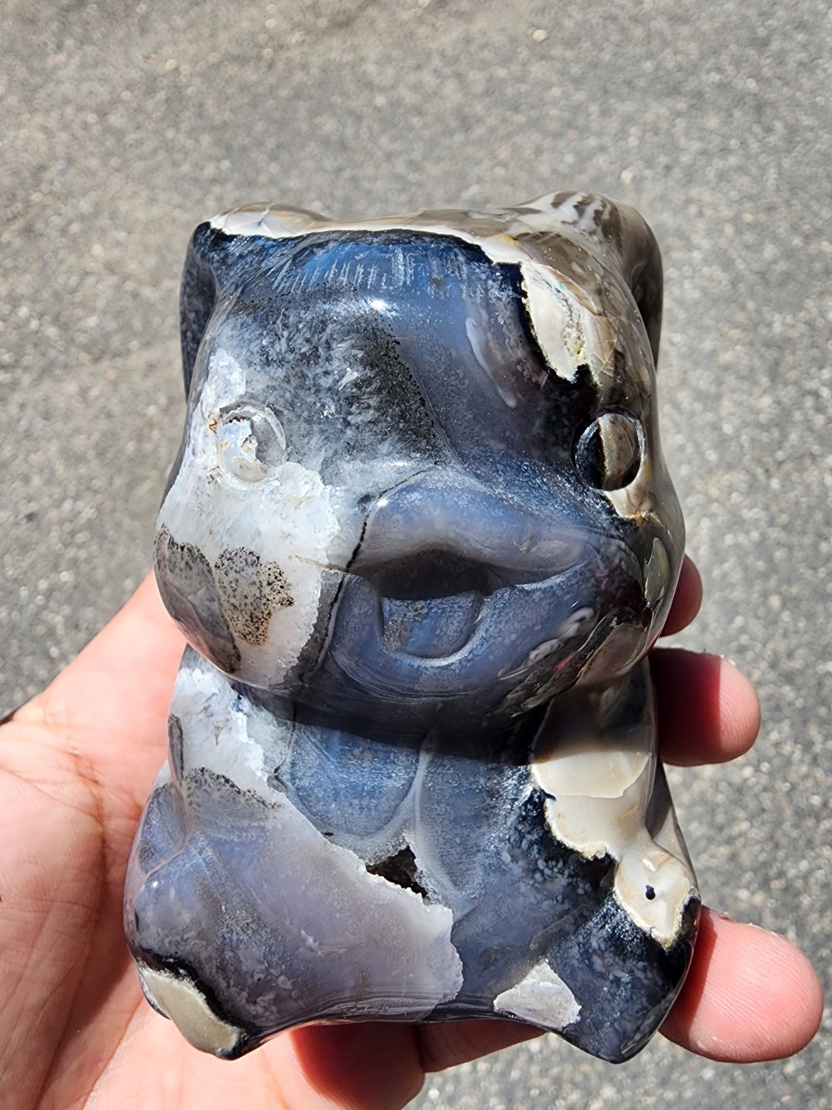 Hand Carved UV Reactive Volcano Agate Pikachu Crystal Statue Pokémon Collectible