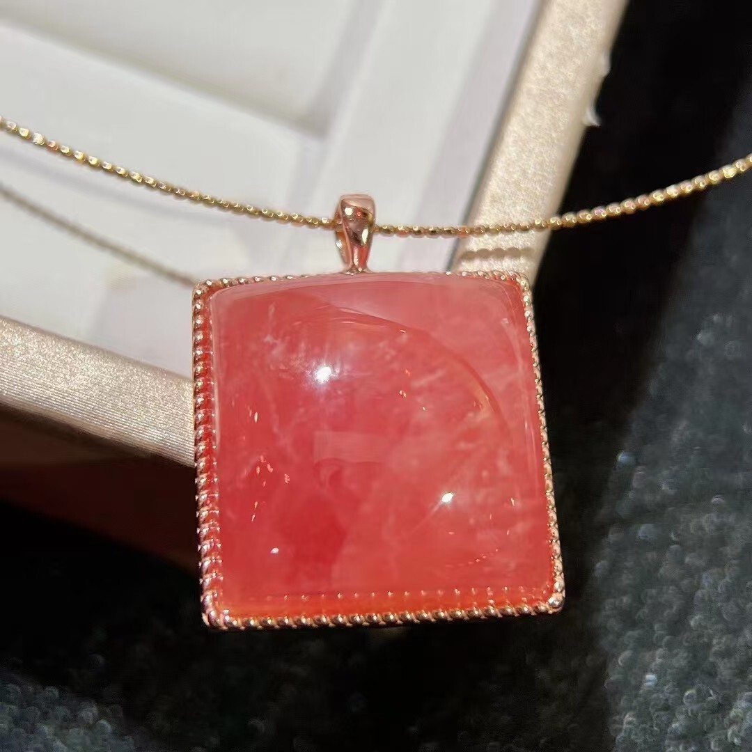 Natural Ice Rose Rhodochrosite Gemstone Pendant 925 AAAAA