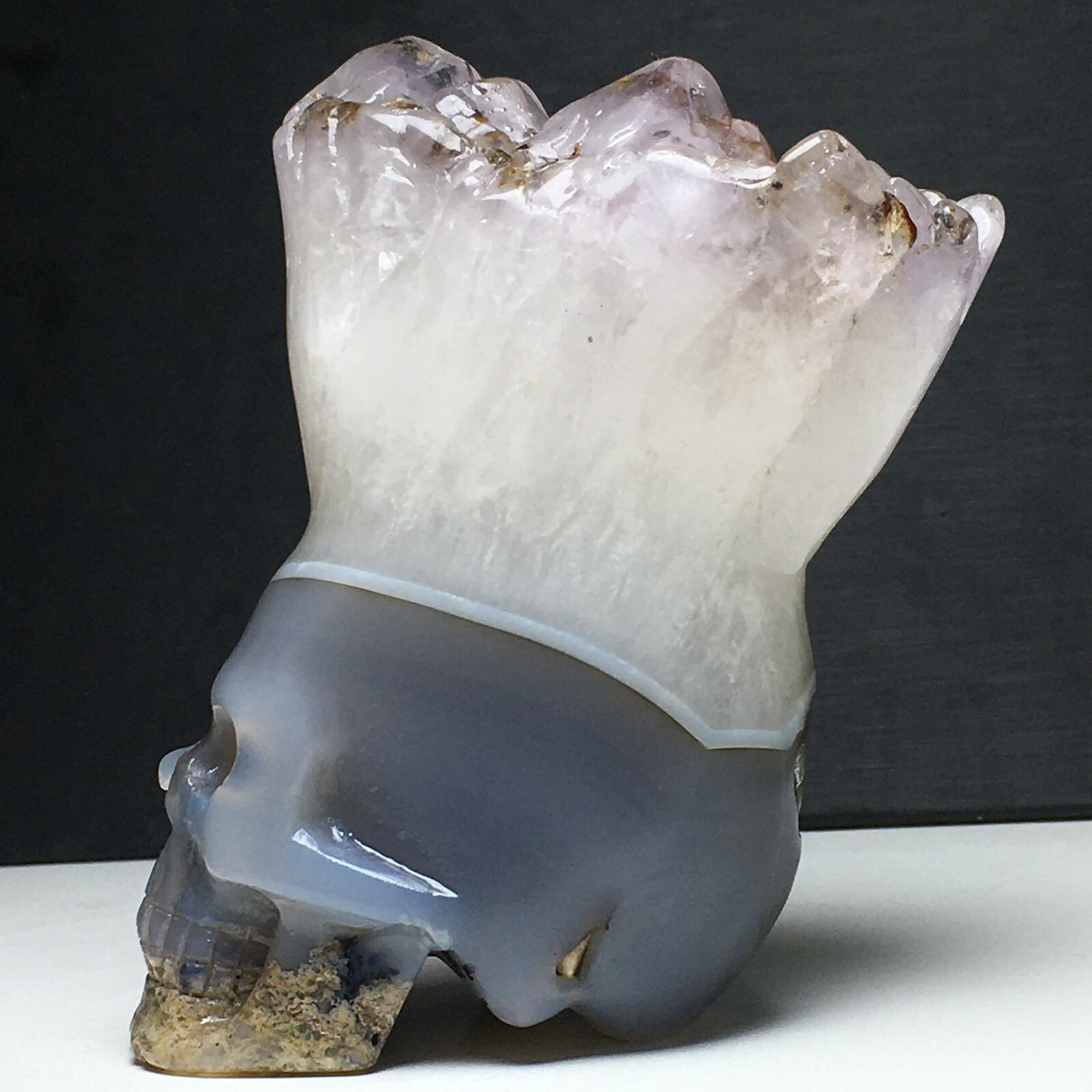 449g Natural Crystal Specimen. Agate Crystal. Hand-carved.The Exquisite Skull.CN