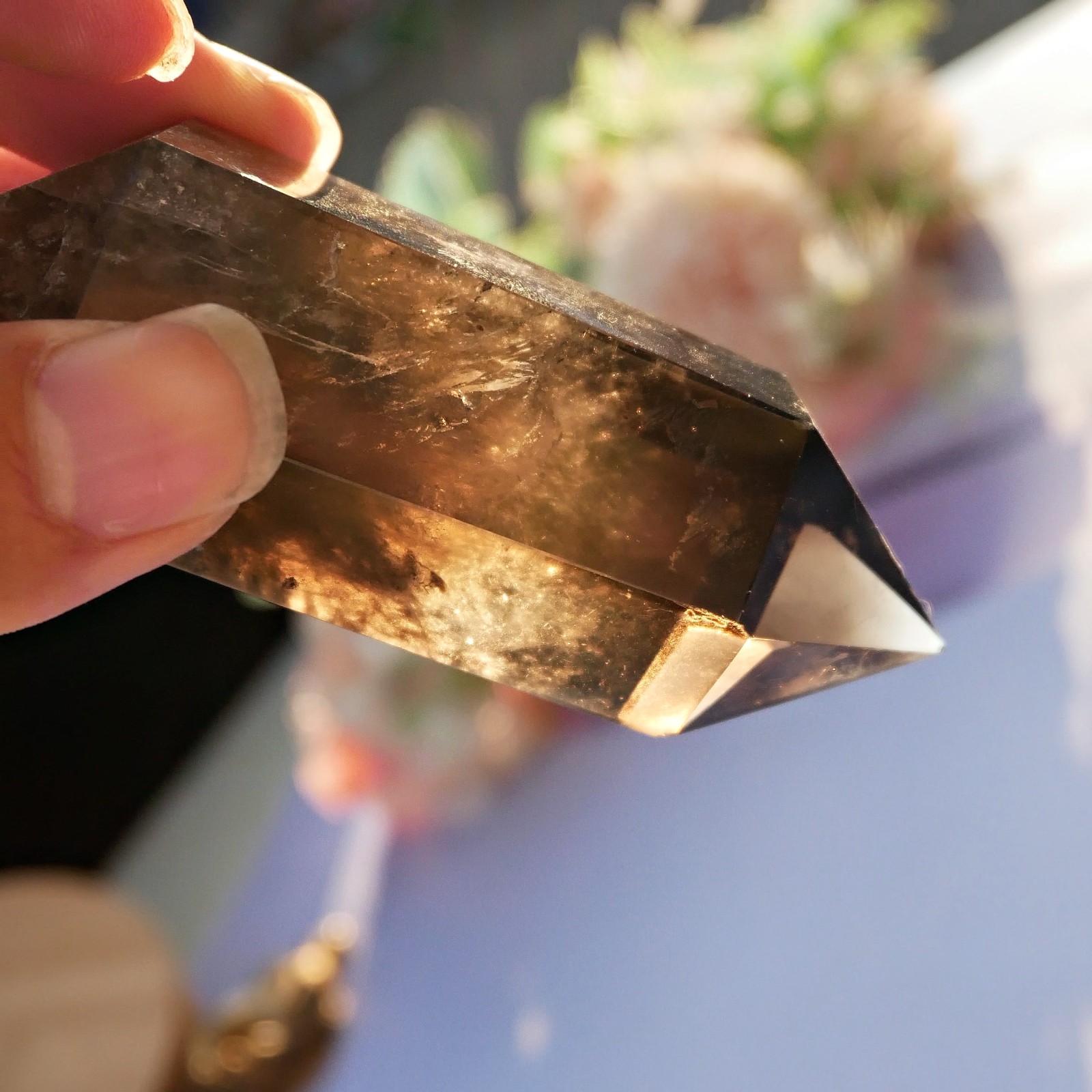 3.8″ Smoky Quartz Double Point Crystal Wand Healing Grounding Reiki Energy Gift