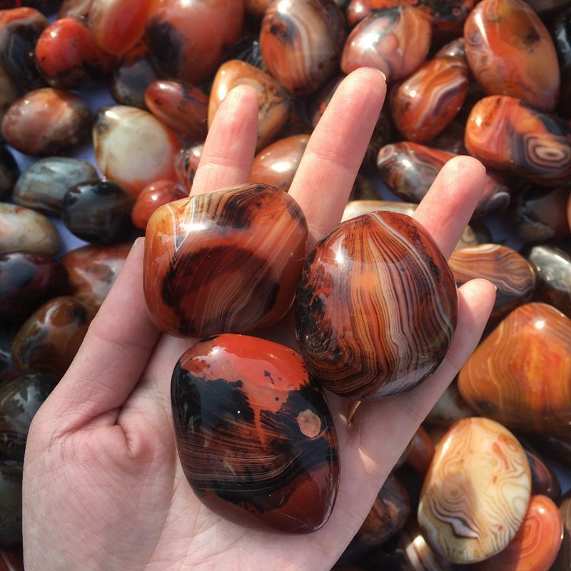 20-150G Natural Polished Silk Banded Lace Agate Crystal Sardonyx Carnelian Stone