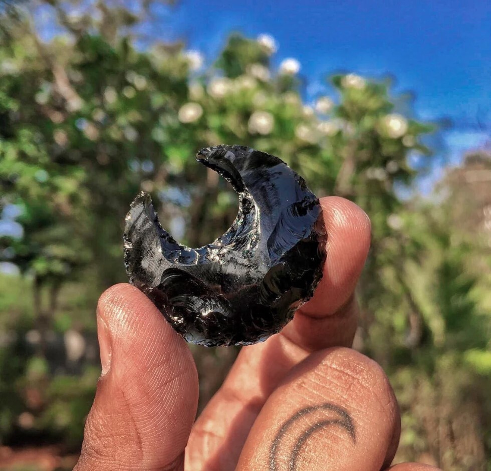 Bulk Obsidian Moon Crystal, Carved Crescent Obsidian Gemstone, Moon Pendant