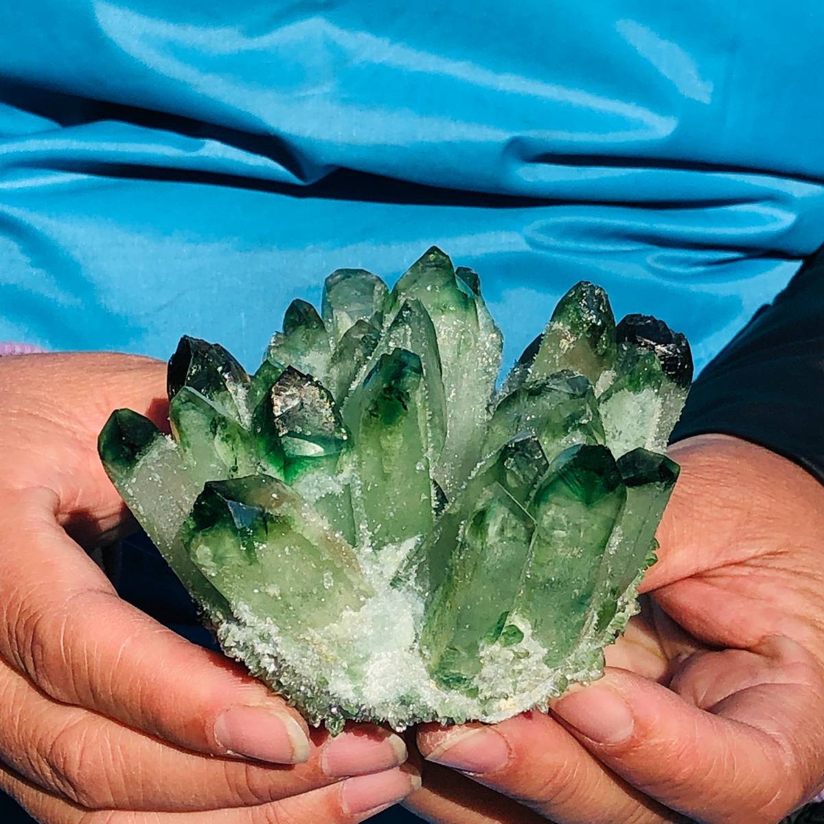 430+510+460+290g New Find green Phantom Quartz Crystal Cluster Mineral Specimen