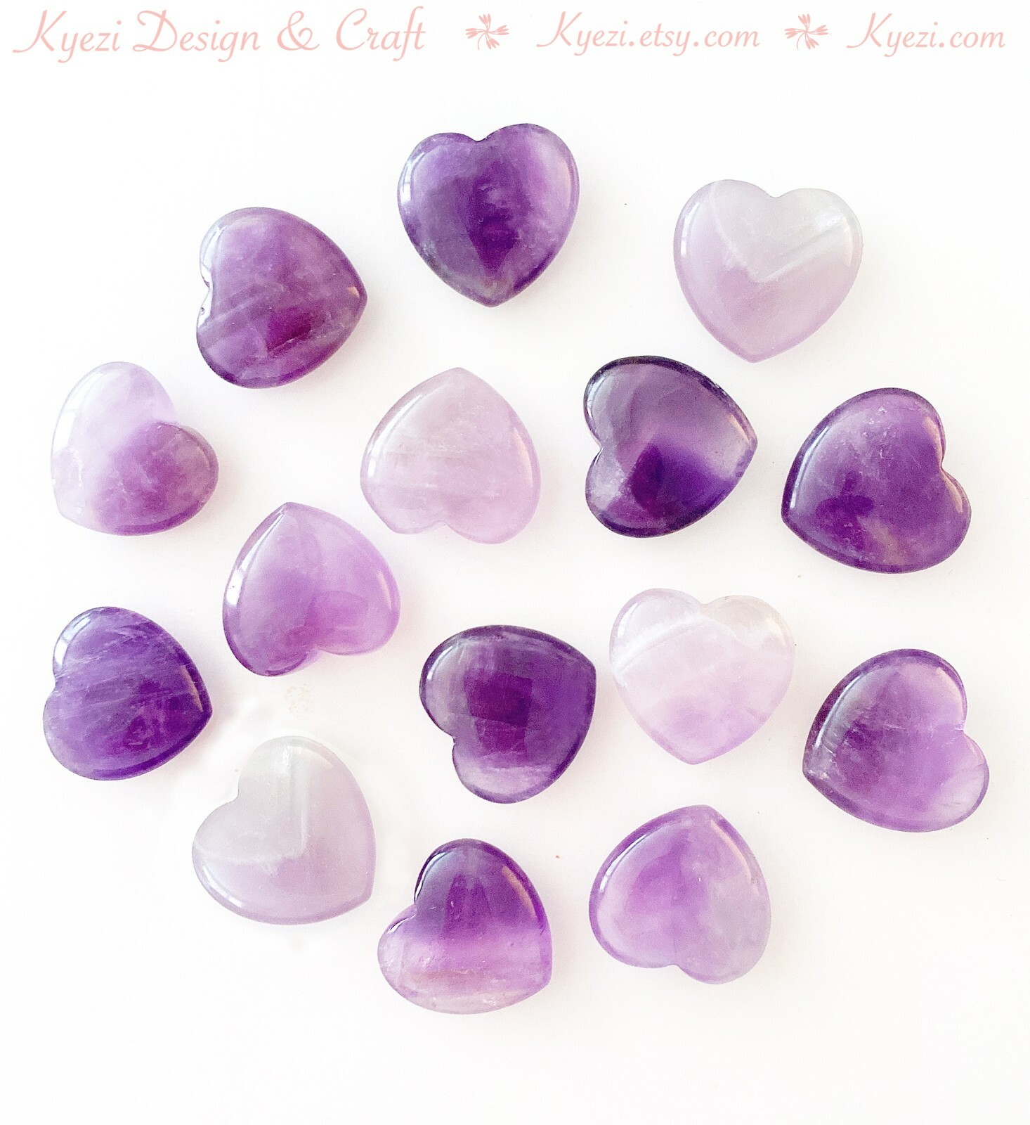 1 – 30pcs 20mm 25mm Amethyst Natural Healing Gemstone Heart Chakra Balance
