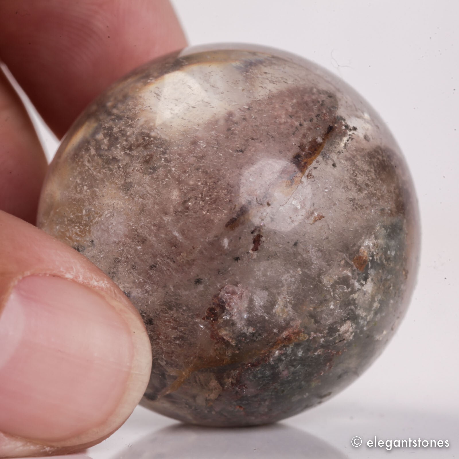 52g33mm Natural Garden/Phantom/Ghost/Lodolite Quartz Crystal Sphere Healing Ball