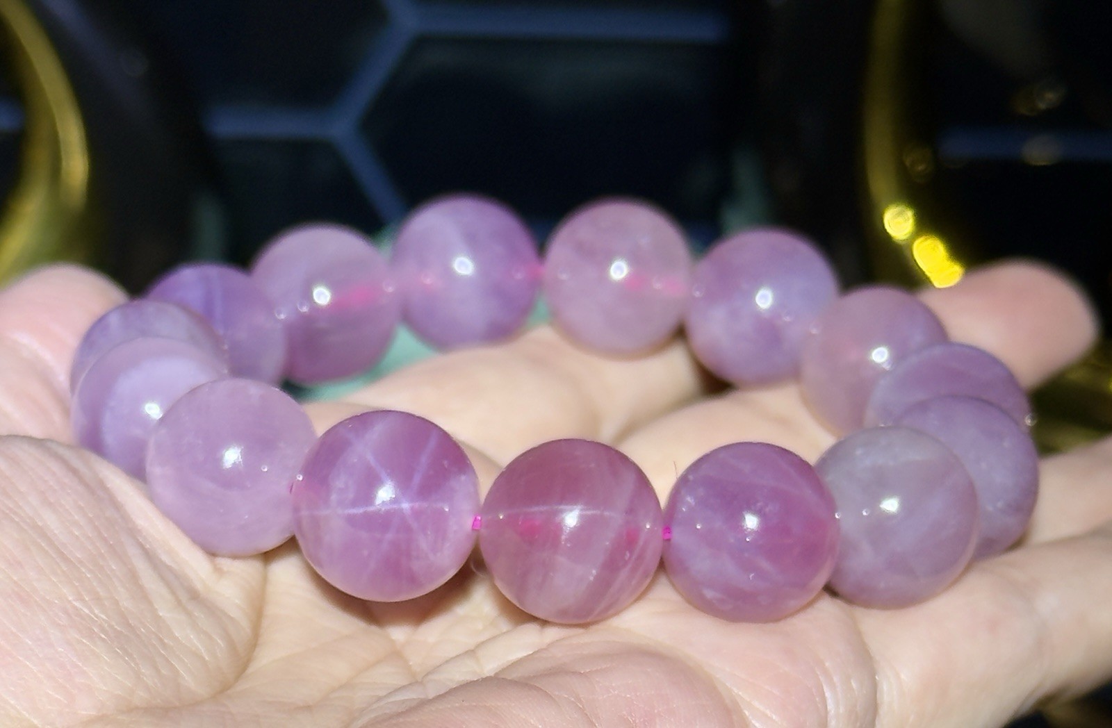 Natural HQ Madagascar Star Rose Quartz 15mm Beaded Bracelets Free shipping