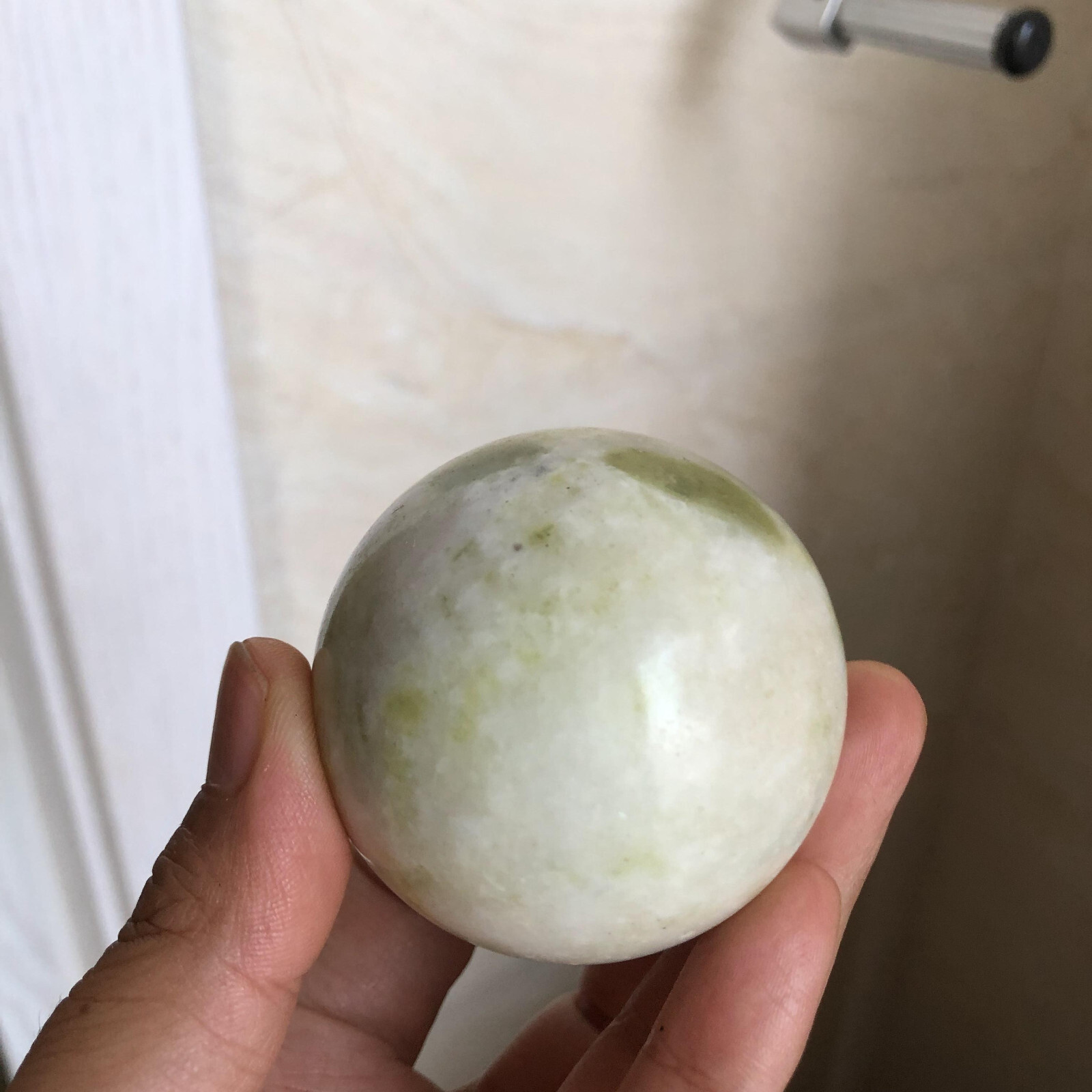 53mm Rare Natural yellow jade Semi-precious crystal Ball sphere 223g A2522