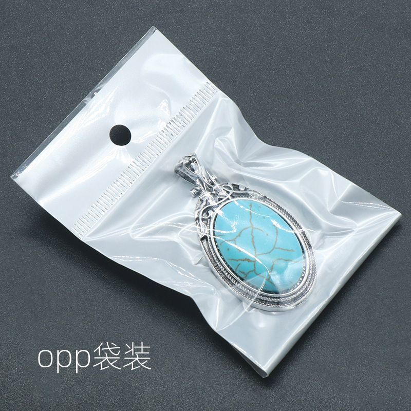 Crystal Agate Alloy Inlaid Gemstone Pendant Oval Stone Necklace 1pc