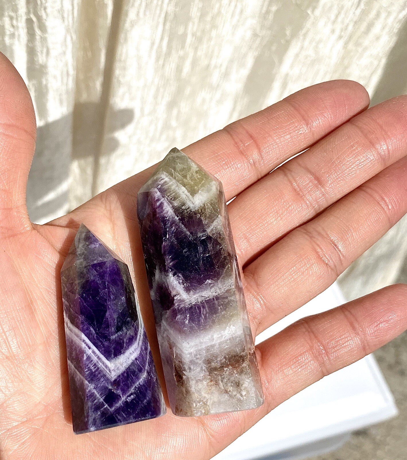 Wholesale Lot 1 Lb Natural Dream Chevron Amethyst Obelisk Tower Point Crystal